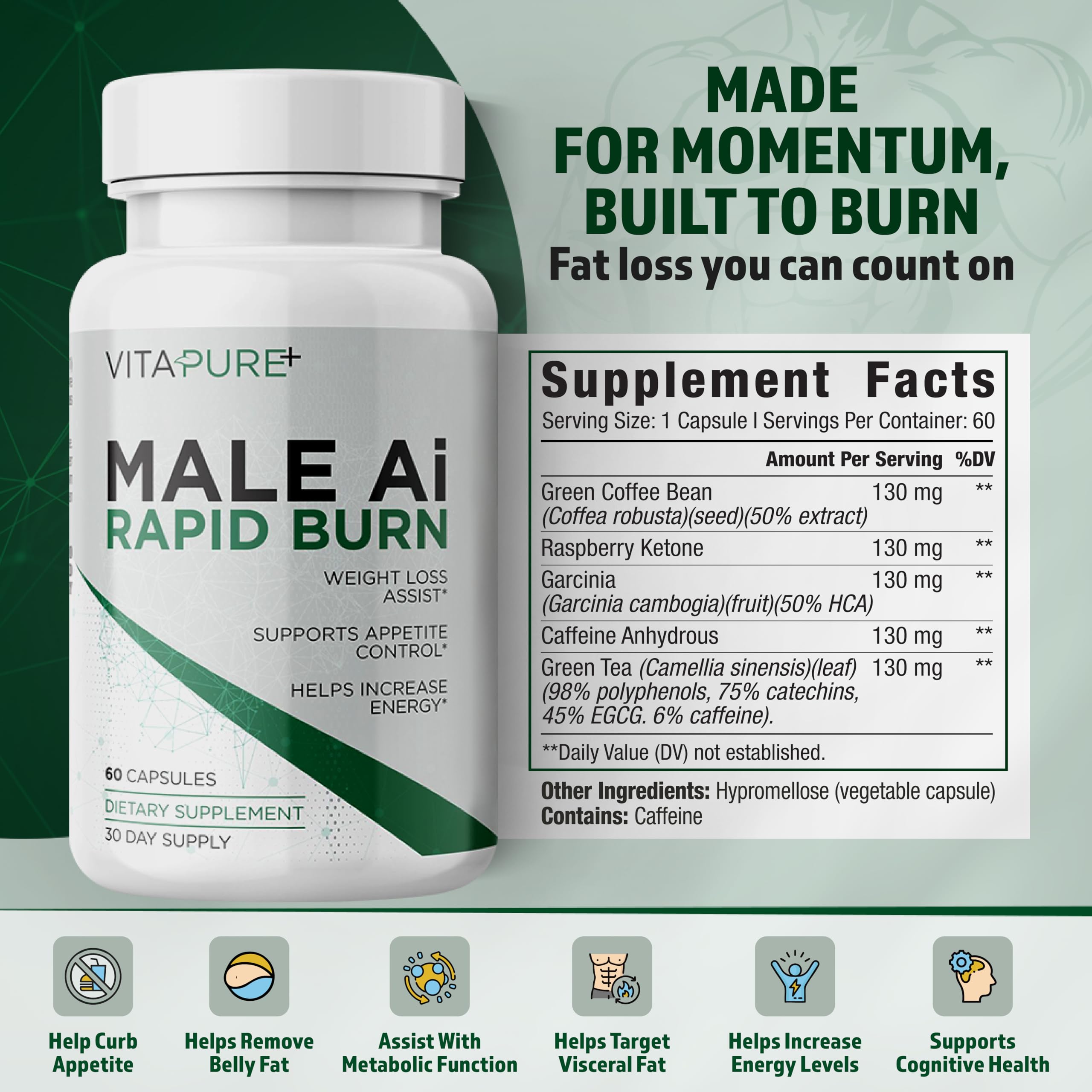 Supplement Universe Male AI Rapid Burn capsule close-up