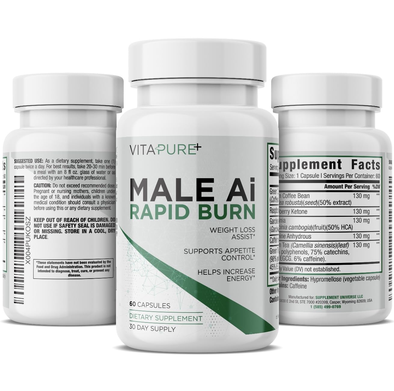 Supplement Universe Male AI Rapid Burn front view of packaging