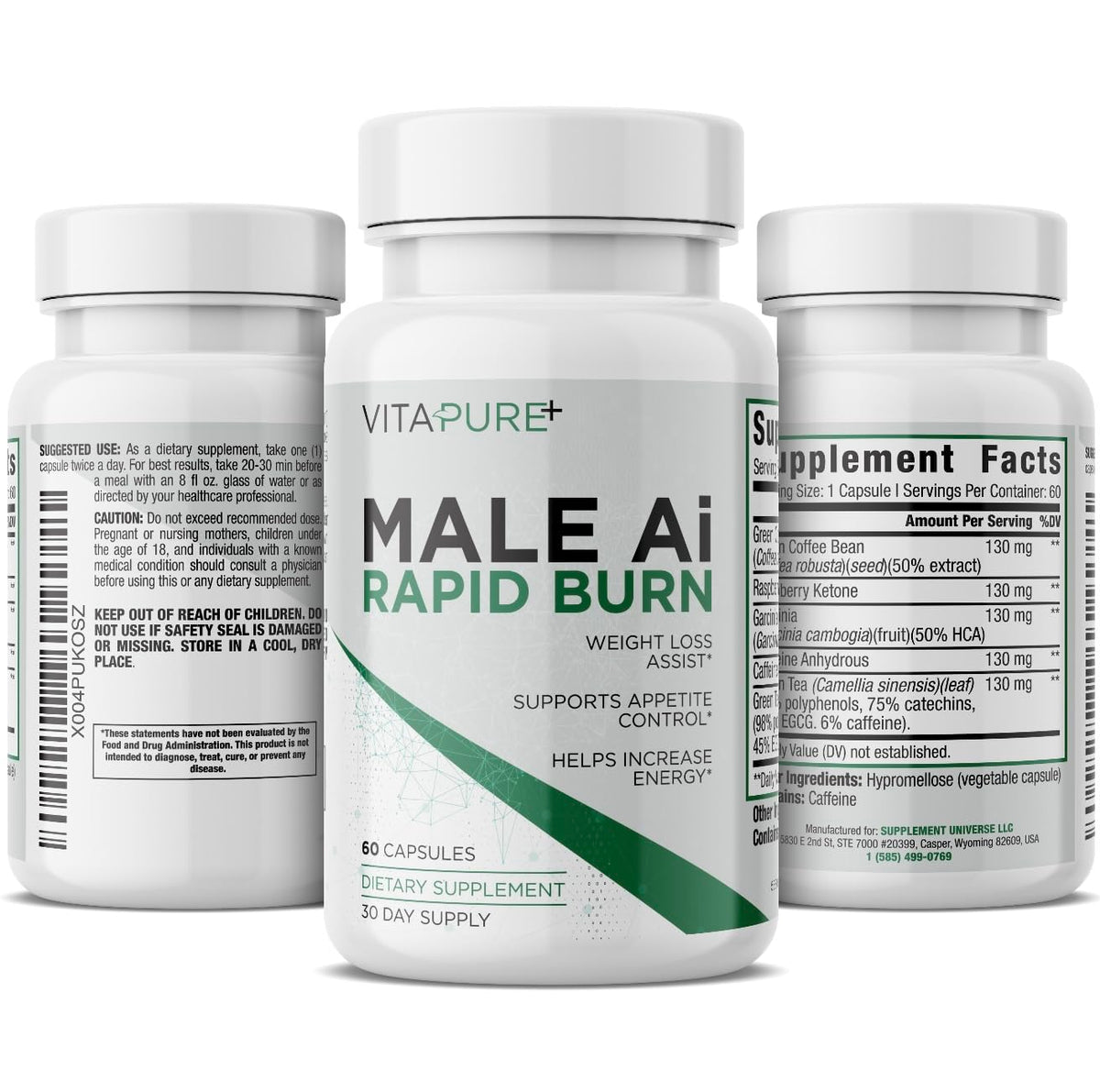 Supplement Universe Male AI Rapid Burn front view of packaging