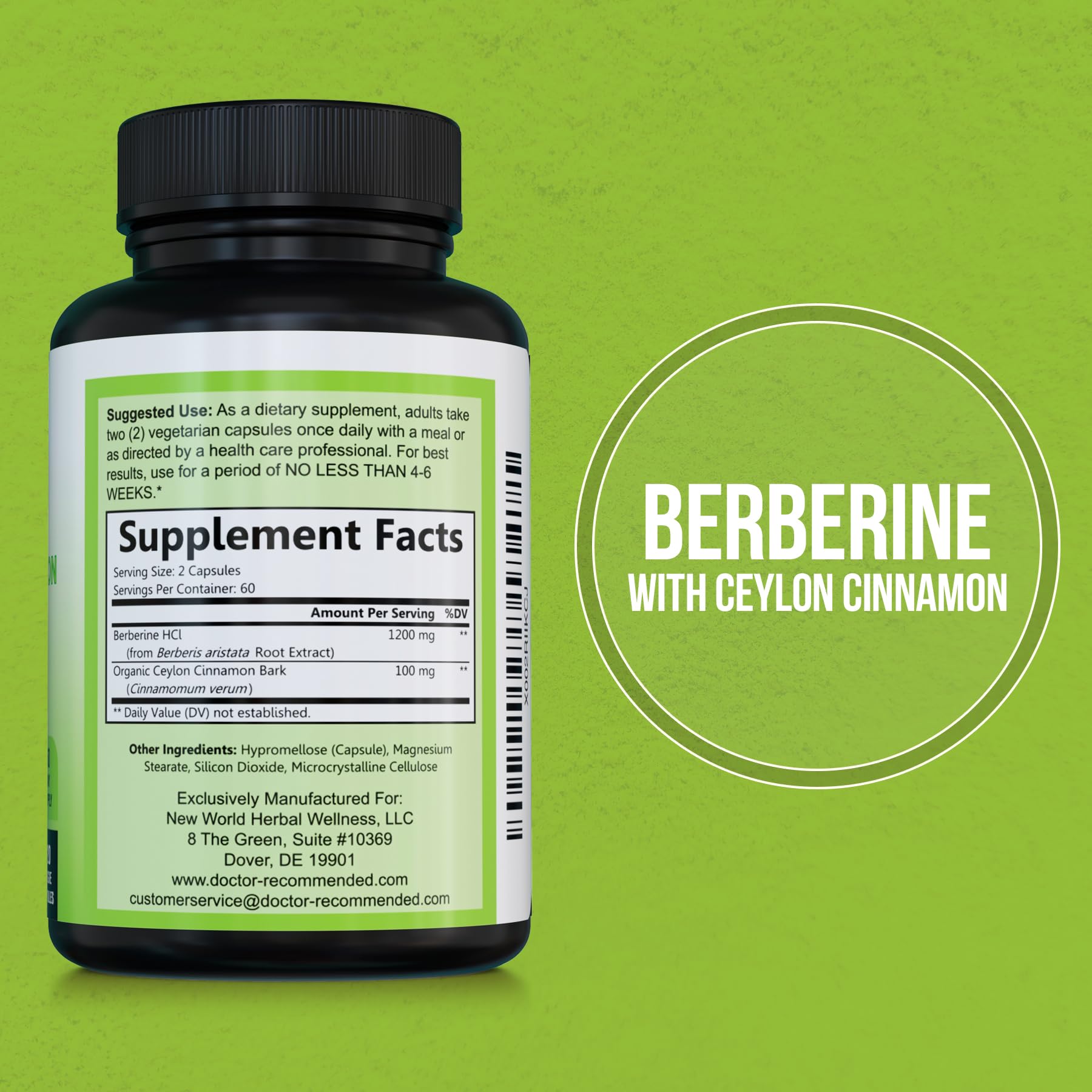 SUPPLEMENTS Berberine & Ceylon Cinnamon veggie capsules close-up