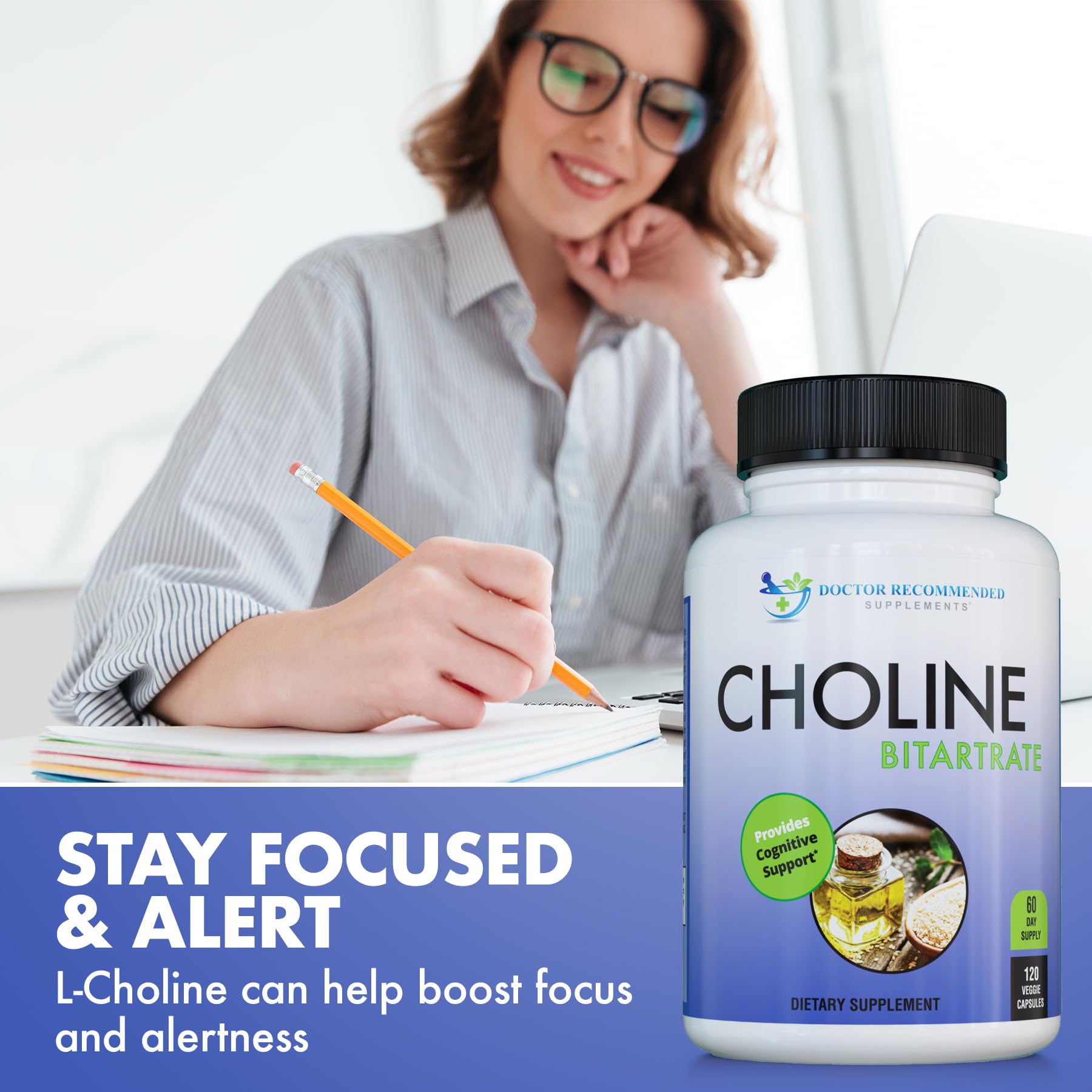 SUPPLEMENTS Choline 500mg Capsules bottle with label