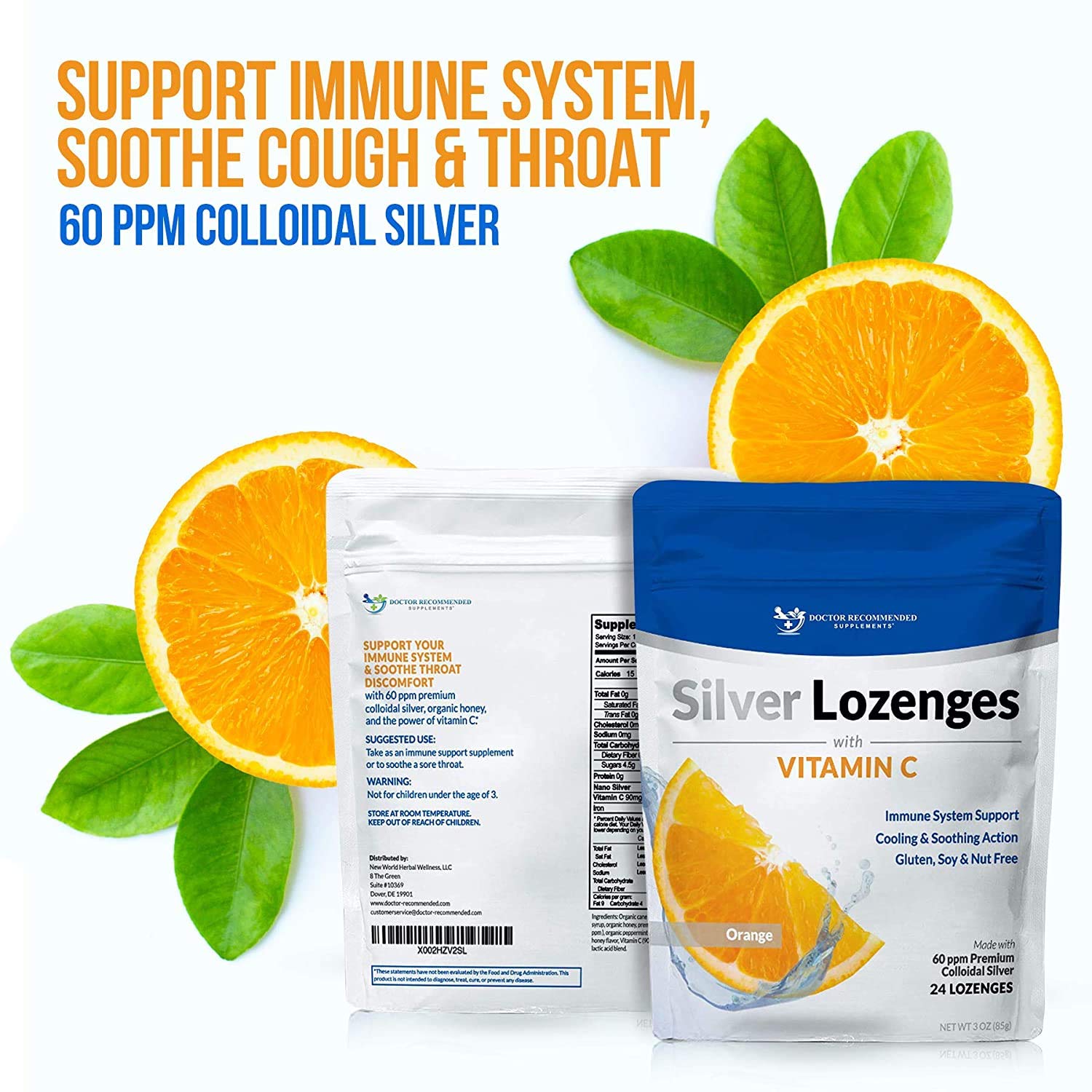 SUPPLEMENTS Colloidal Silver Lozenges with ingredients listed