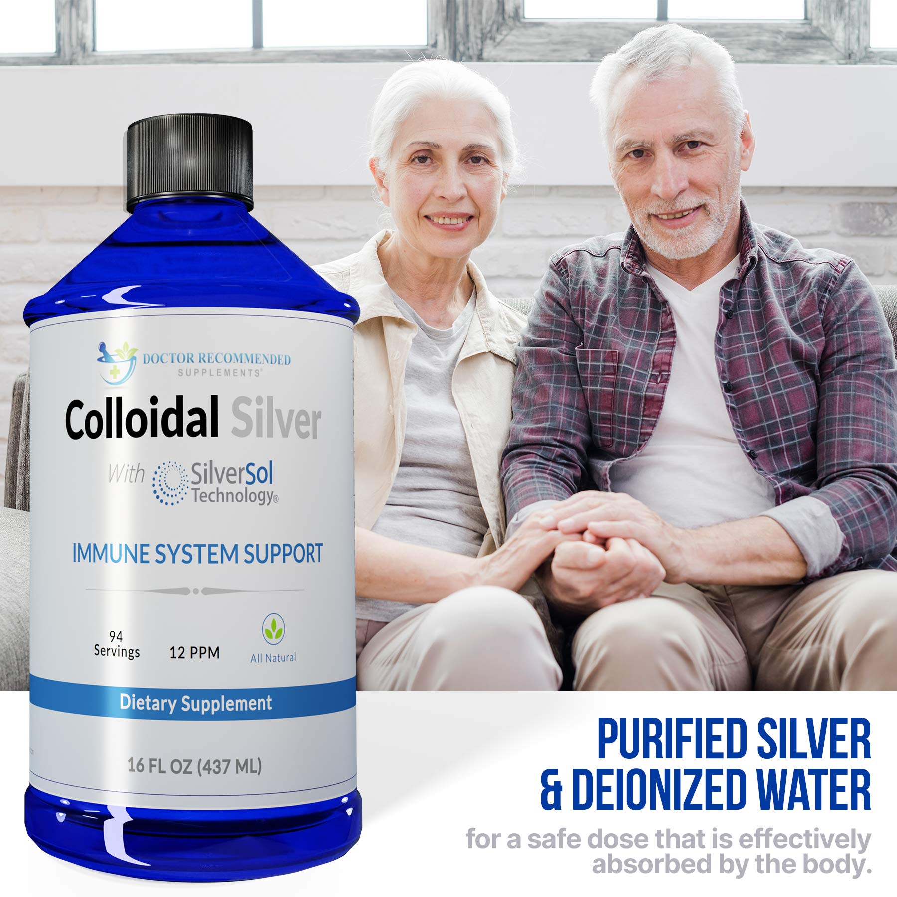 SUPPLEMENTS Colloidal Silver Solution 12 PPM bottle with measuring cap