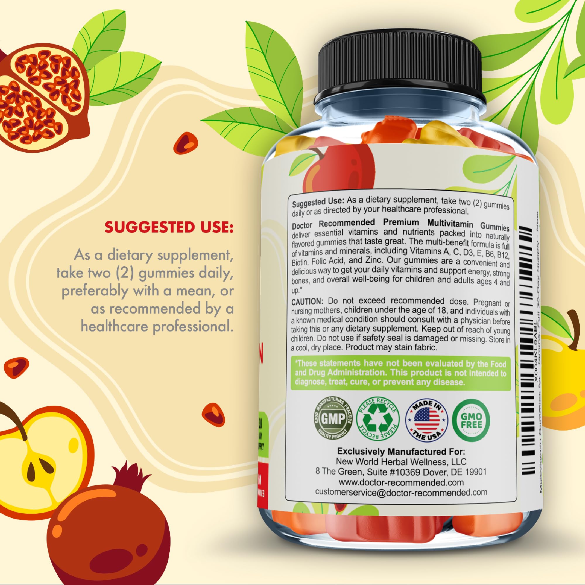 SUPPLEMENTS Kids Multivitamin Gummies natural fruit flavours
