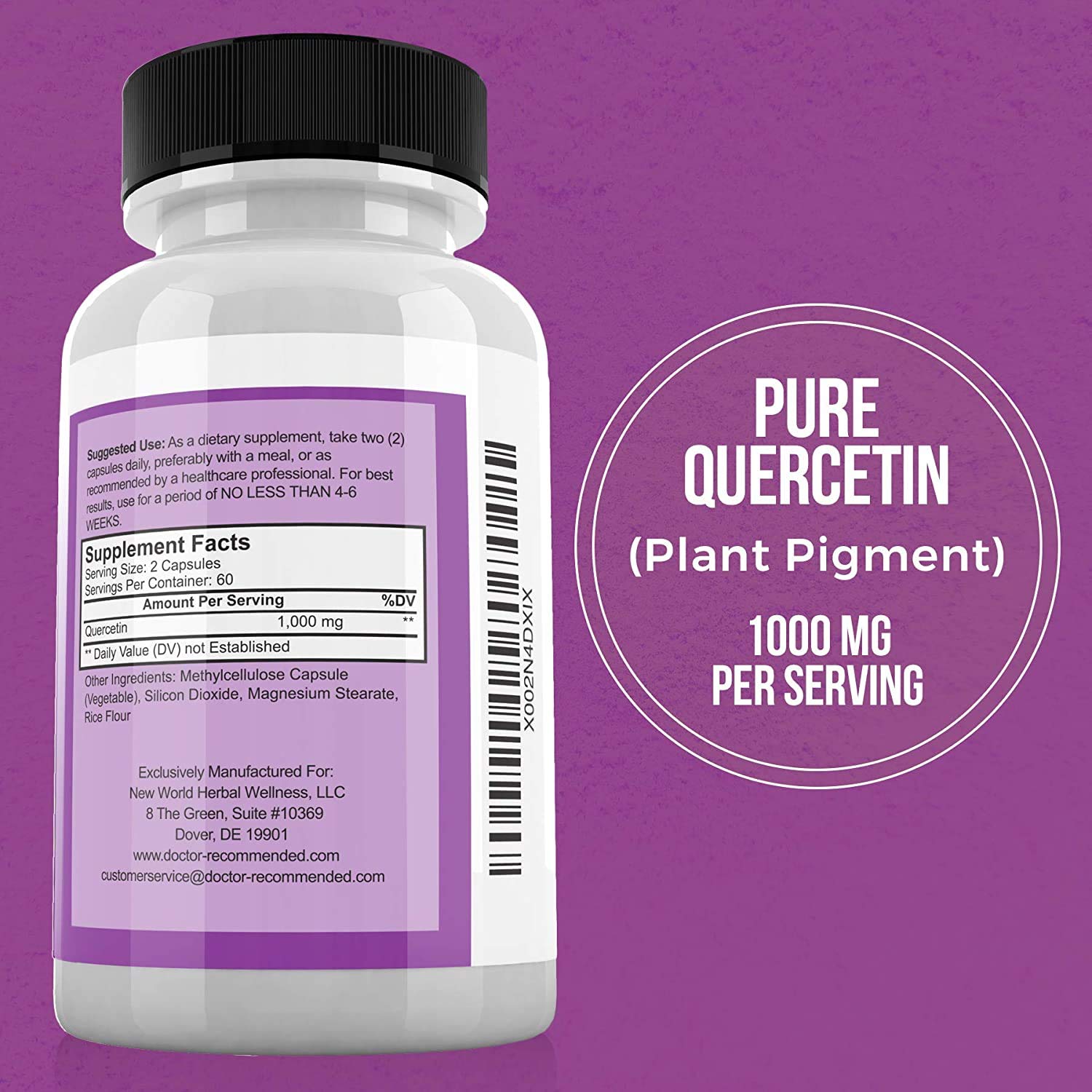 SUPPLEMENTS Quercetin 1000mg bottle side view