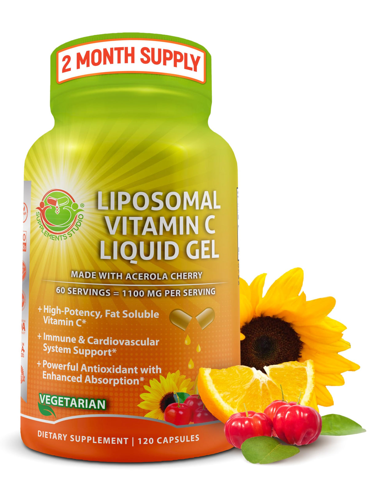 SUPPLEMENTS STUDIO Liposomal Vitamin C 1100mg capsules front view