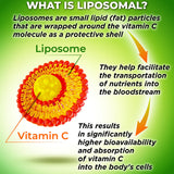 SUPPLEMENTS STUDIO Liposomal Vitamin C 1100mg capsules on a wooden table
