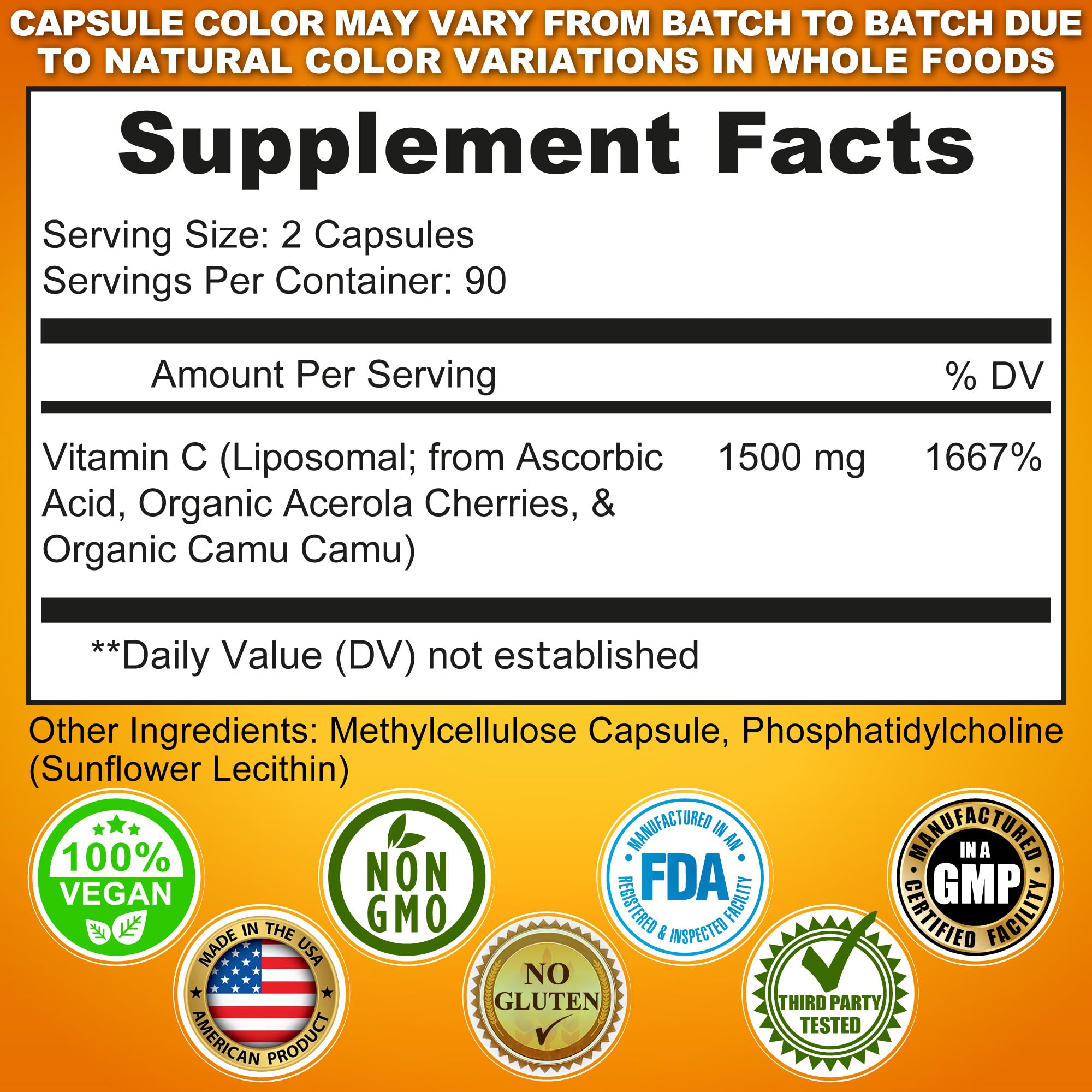 SUPPLEMENTS STUDIO Liposomal Vitamin C 1500mg capsules side view