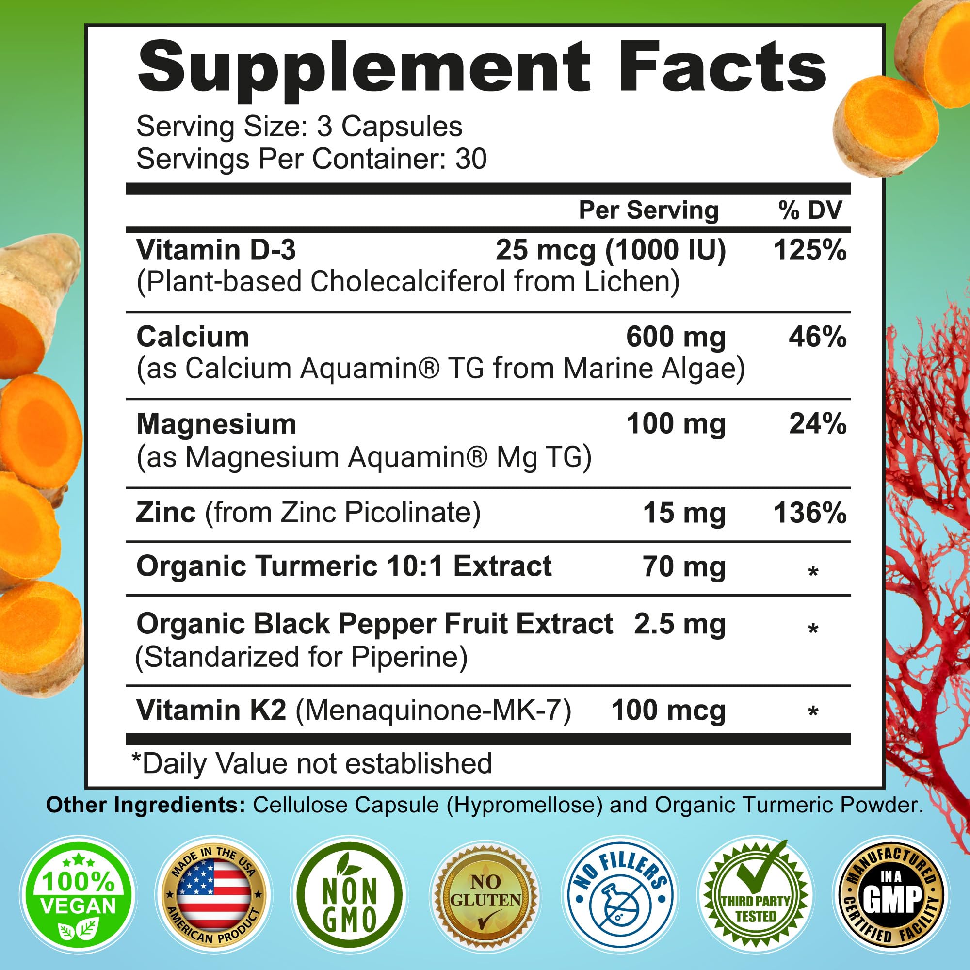 SUPPLEMENTS STUDIO Plant-Based Calcium Magnesium Complex 600mg capsules on a wooden surface