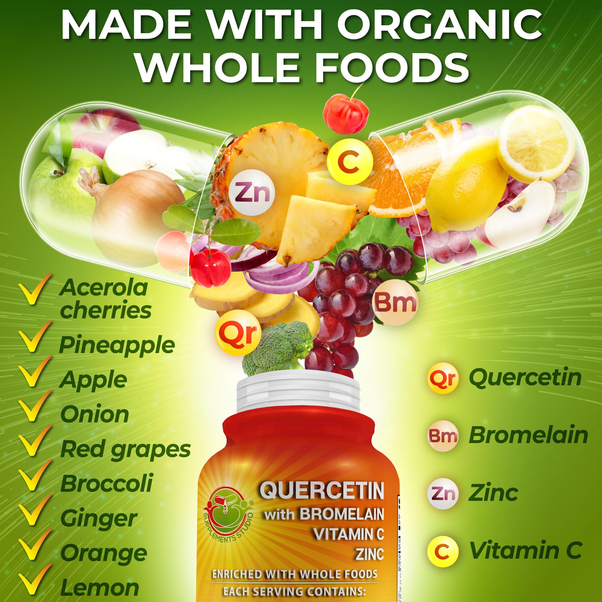SUPPLEMENTS STUDIO Quercetin Phytosome 500mg supplement side view