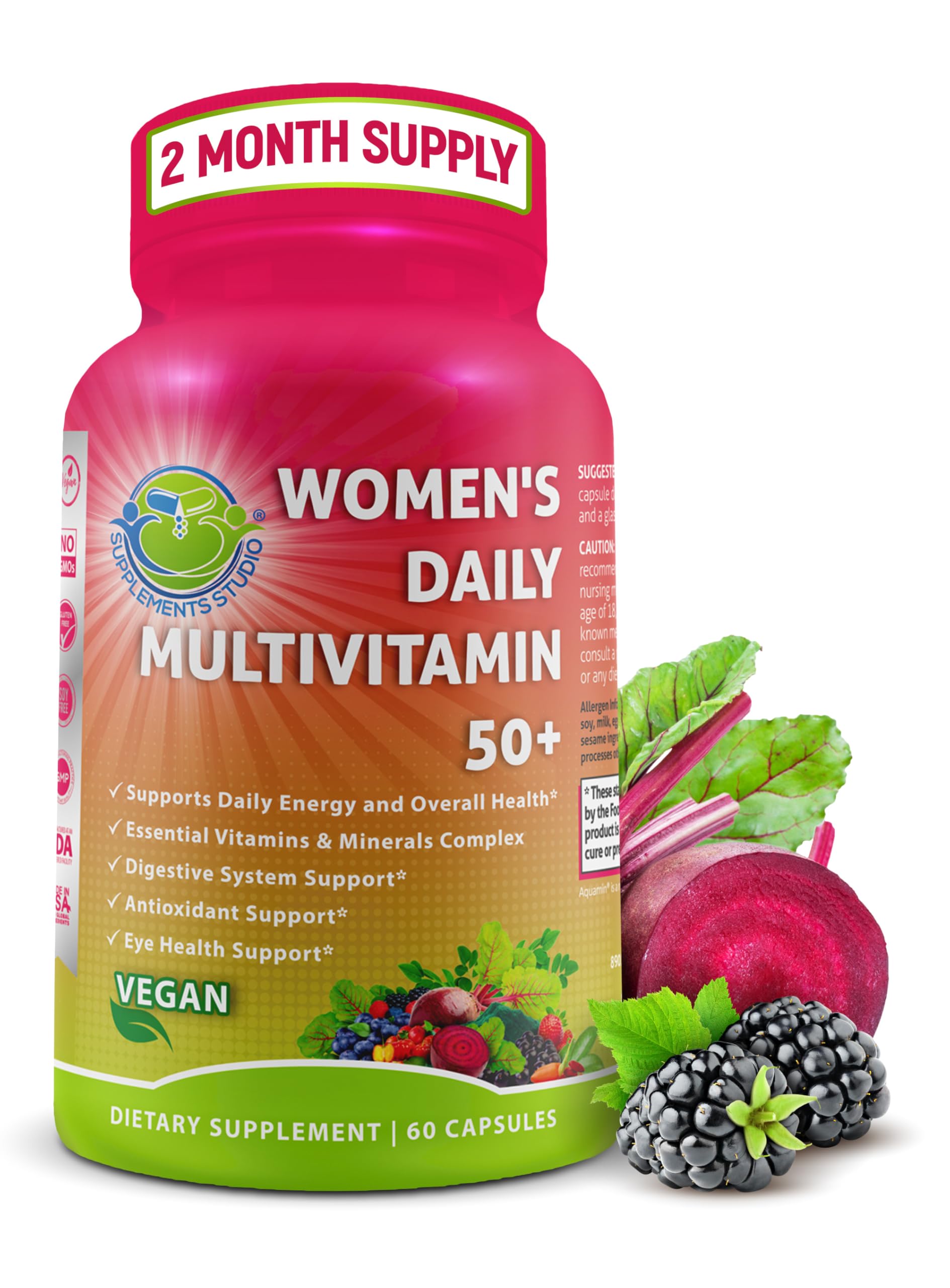 SUPPLEMENTS STUDIO Vegan Multivitamin 50 Plus front view packaging