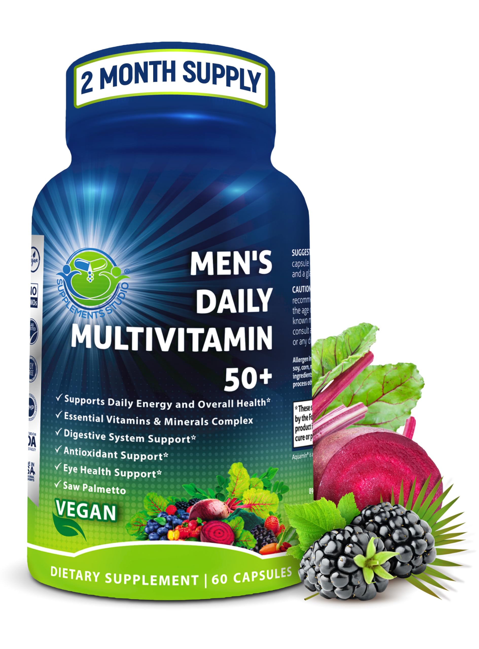SUPPLEMENTS STUDIO Vegan Multivitamin for Men 50+ front view