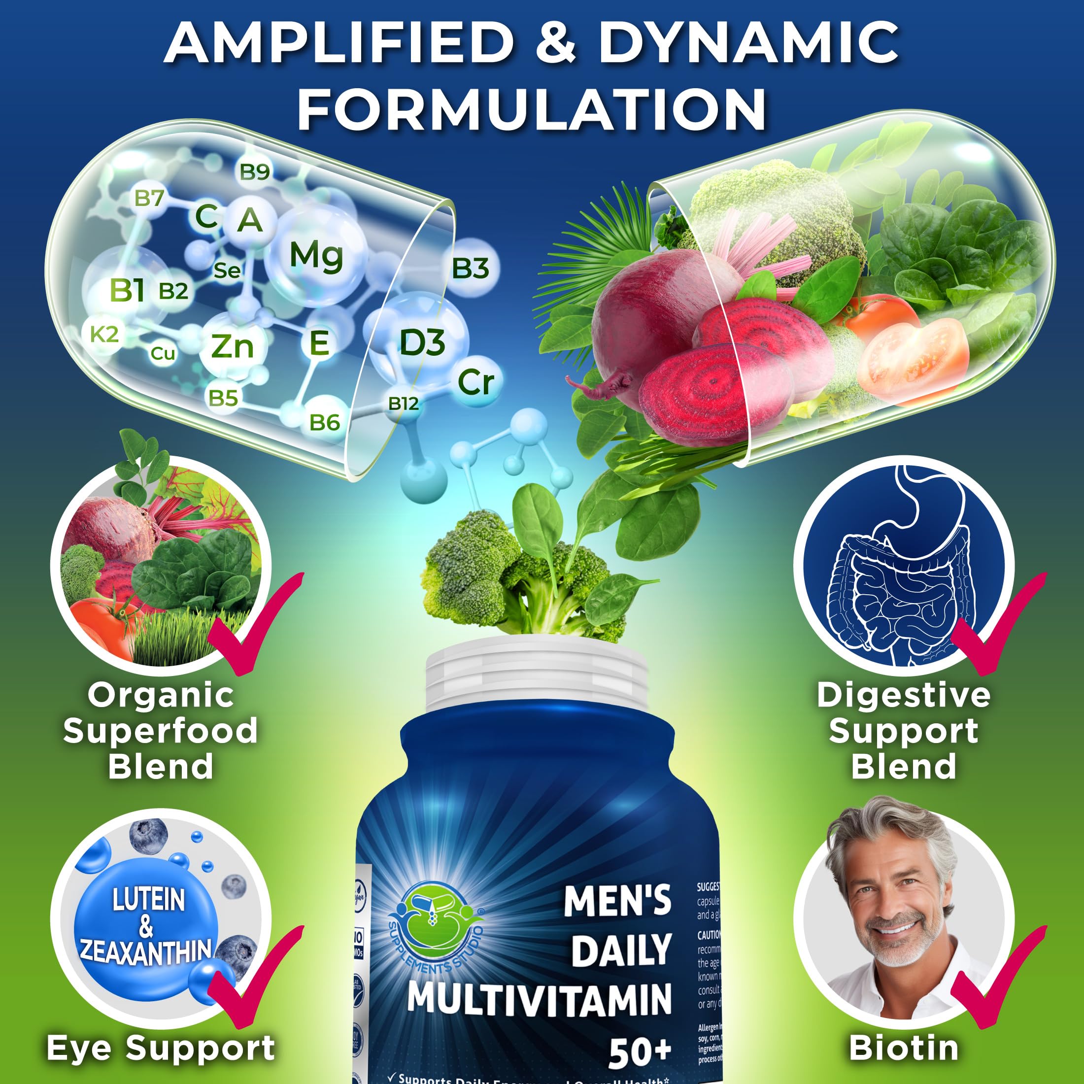 SUPPLEMENTS STUDIO Vegan Multivitamin for Men 50+ packaging