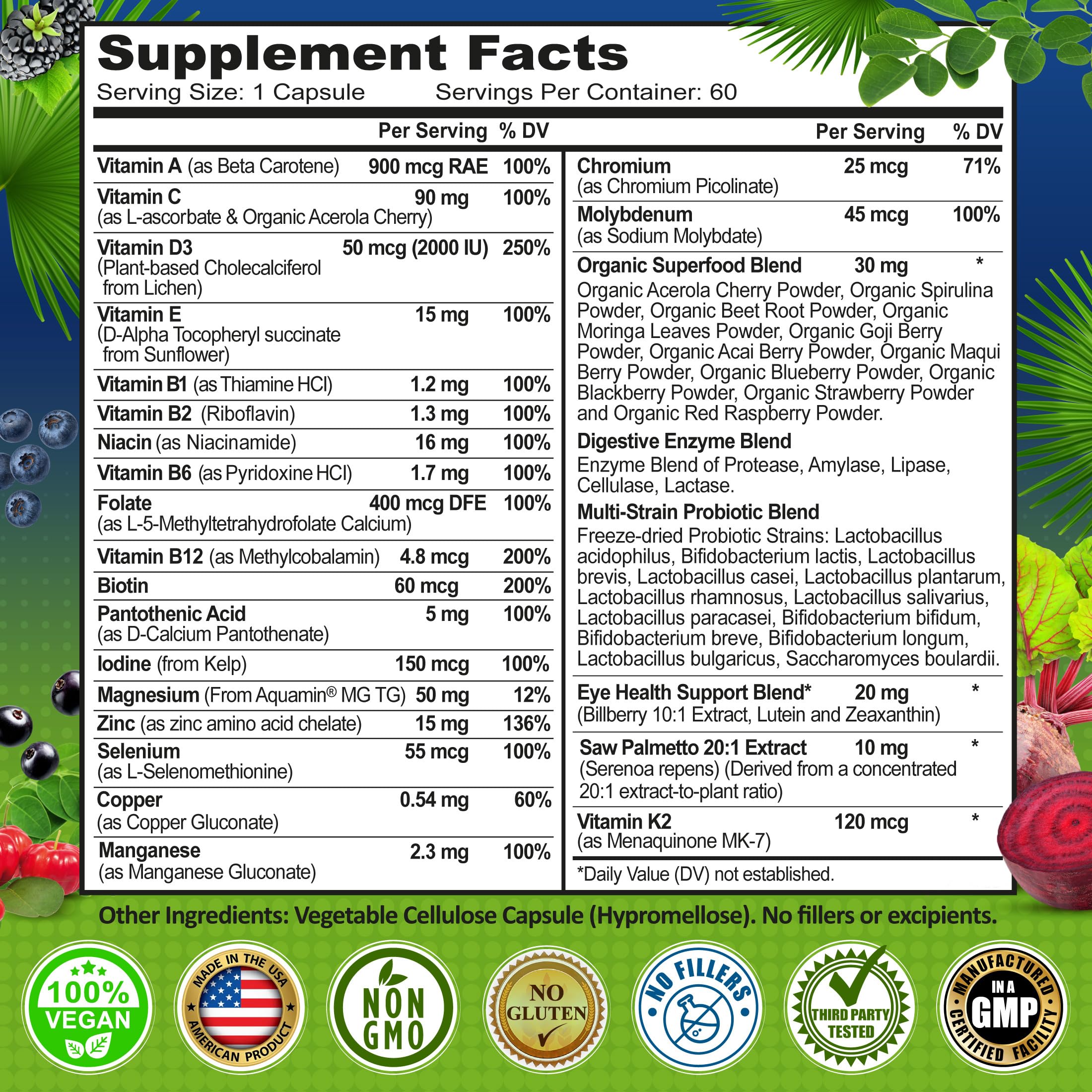 SUPPLEMENTS STUDIO Vegan Multivitamin for Men 50+ with Saw Palmetto