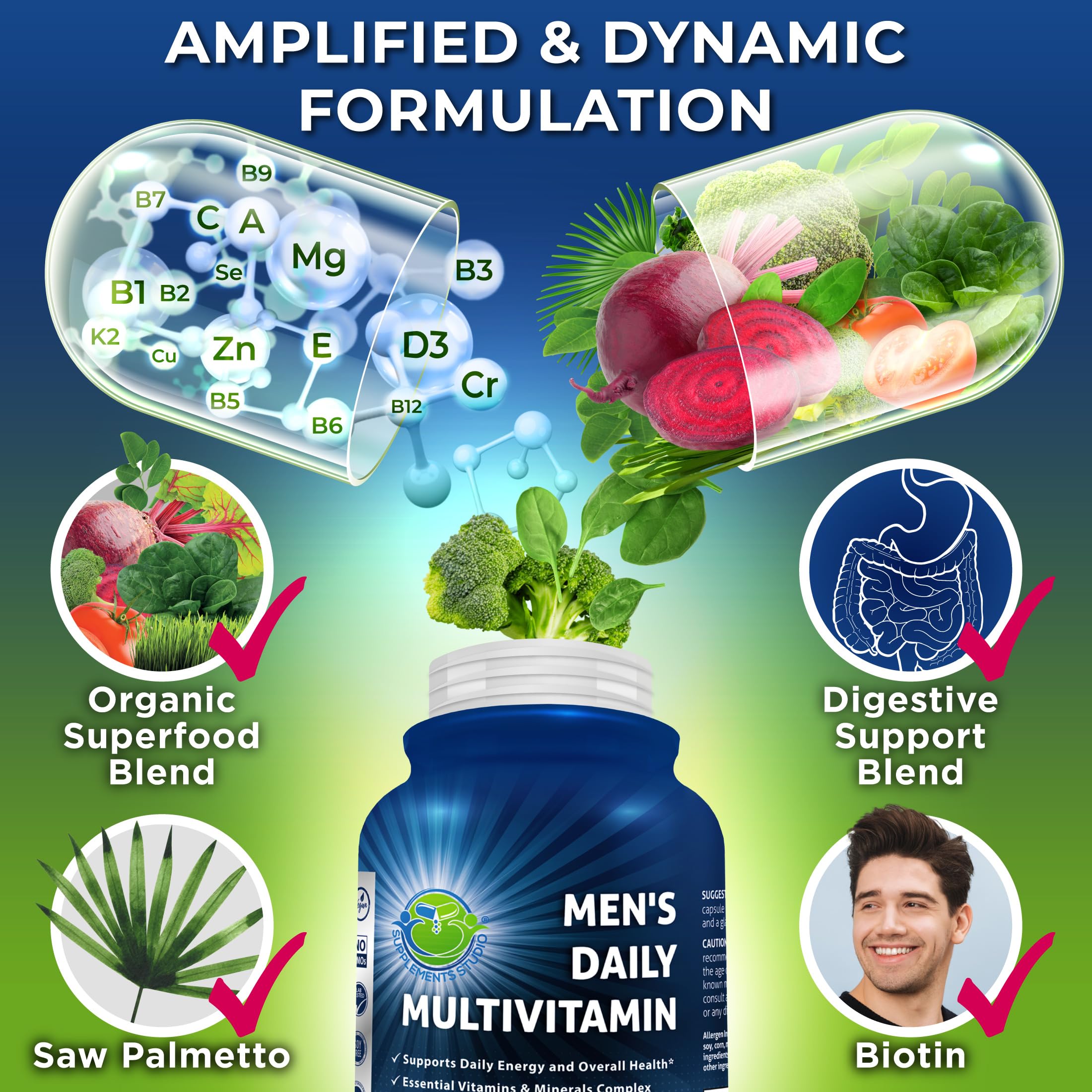 SUPPLEMENTS STUDIO Vegan Multivitamin for Men side view