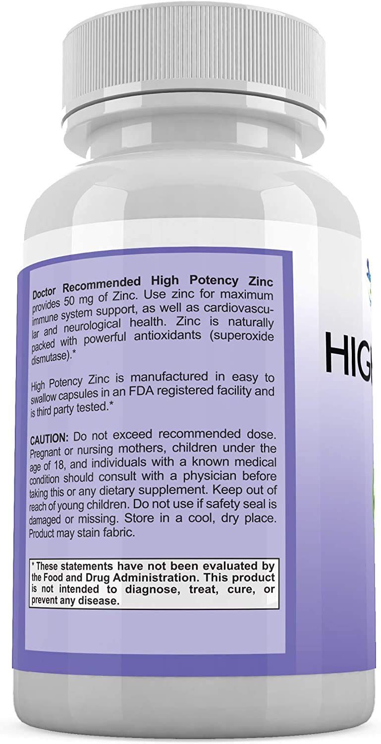 SUPPLEMENTS Zinc Picolinate 50mg bottle side view