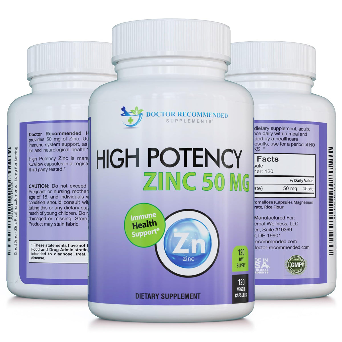 SUPPLEMENTS Zinc Picolinate 50mg front view