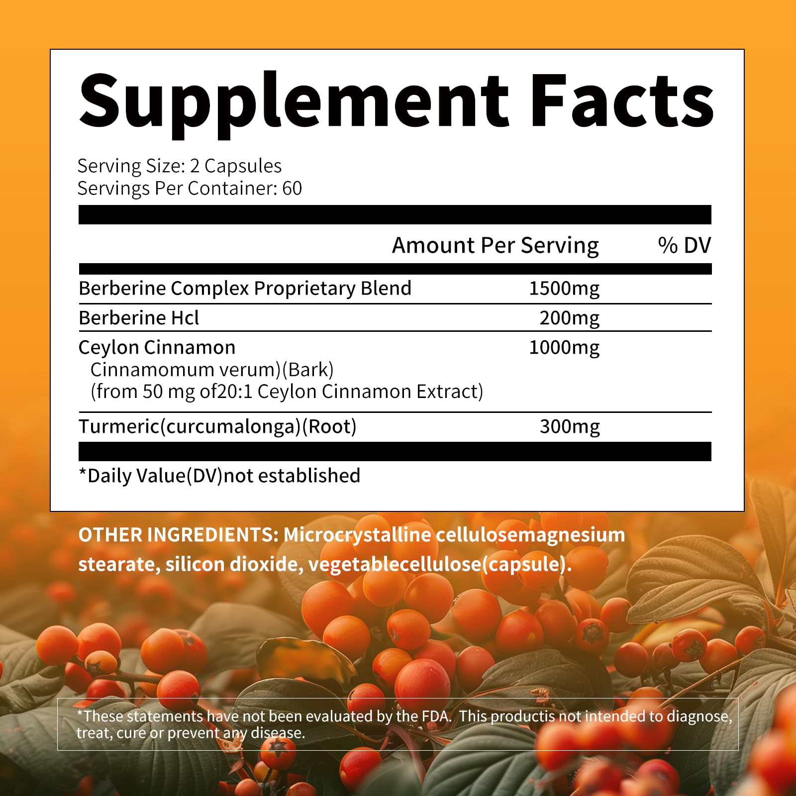 support Berberine Capsules 1500MG bottle side view