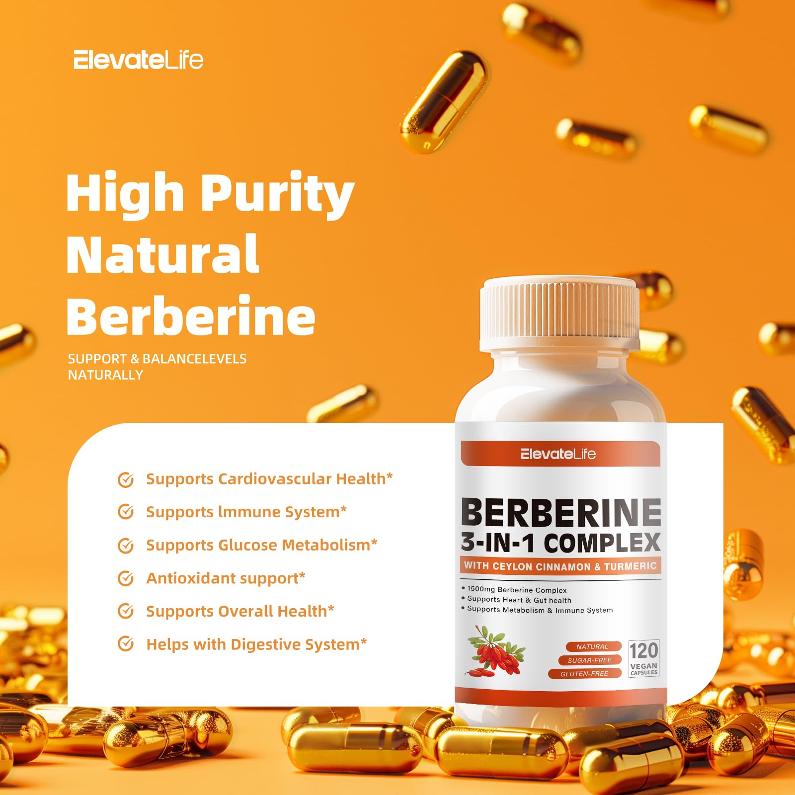 support Berberine Capsules 1500MG label close-up