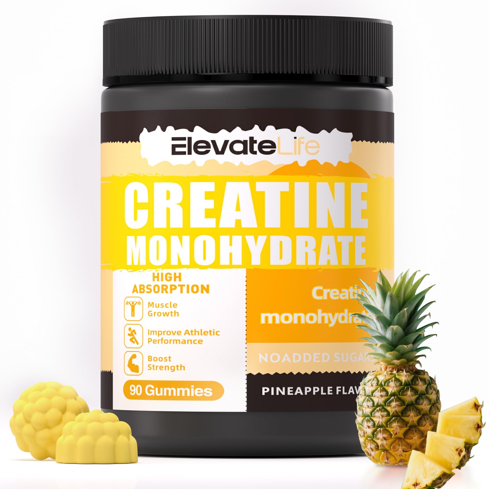 support Creatine Gummies 5000mg pineapple flavour front view