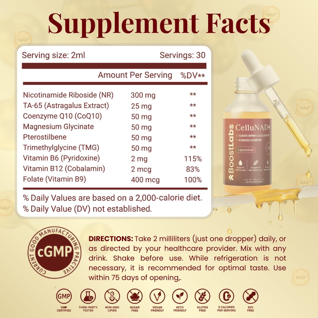 support Labs Liposomal NAD+ liquid supplement with smoothie