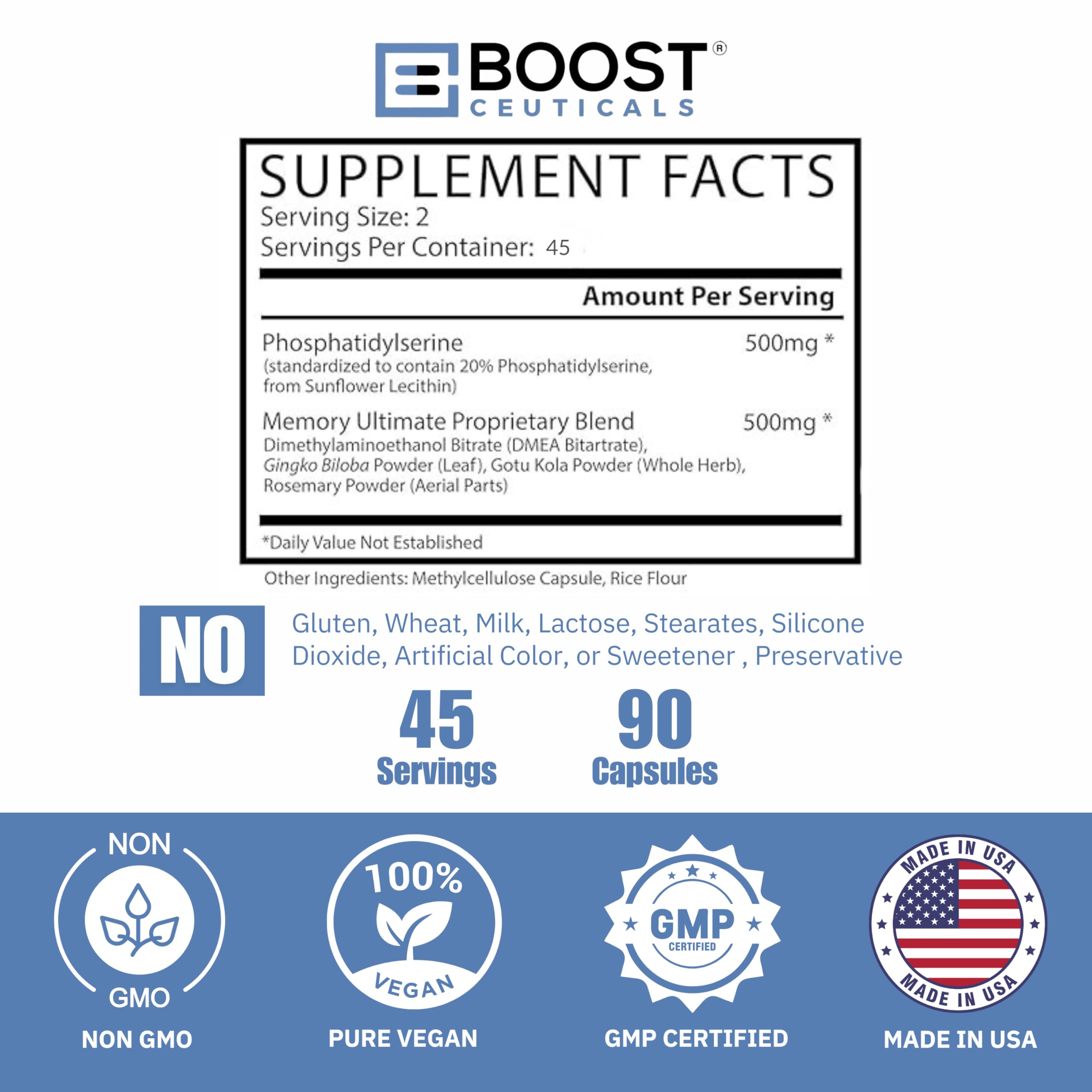 support Memory Support Supplement ingredients list on packaging