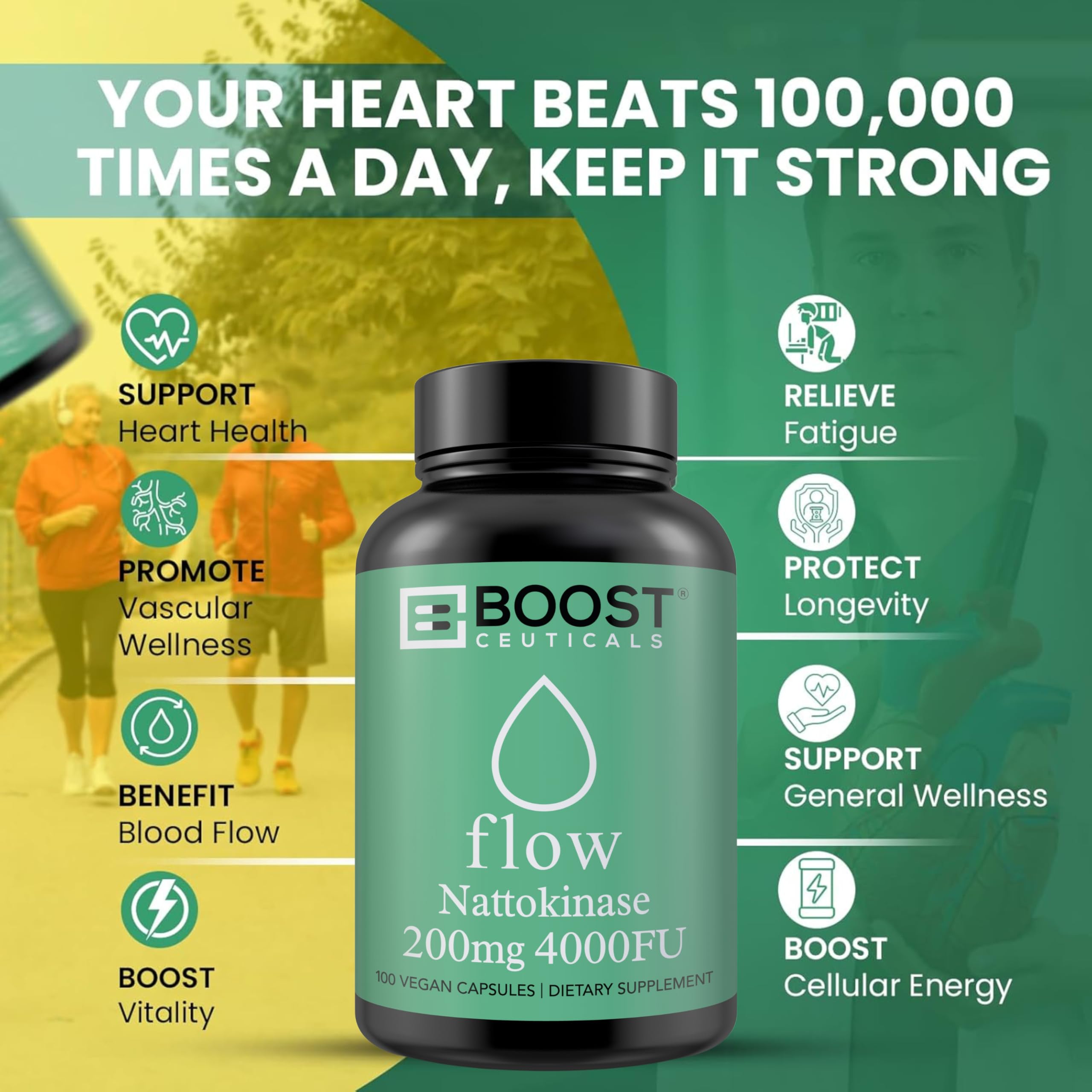 support Nattokinase 200mg 4000 FU Capsules label details