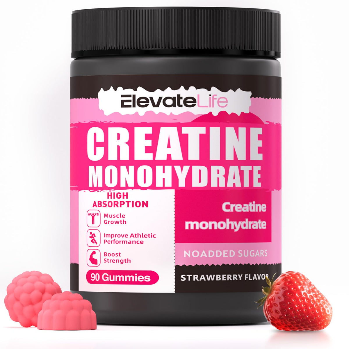 support Strawberry Creatine Gummies bottle front view