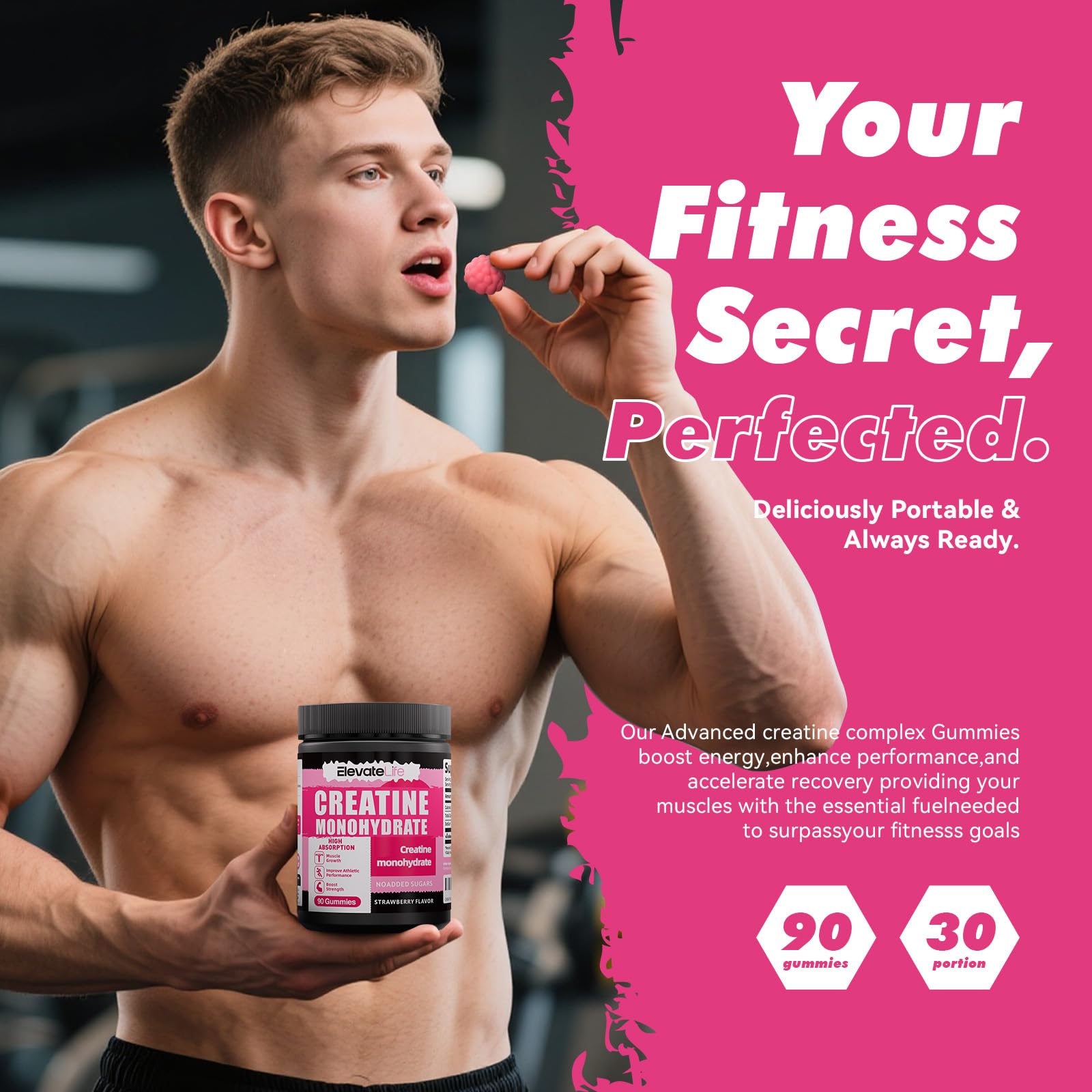 support Strawberry Creatine Gummies packaging details