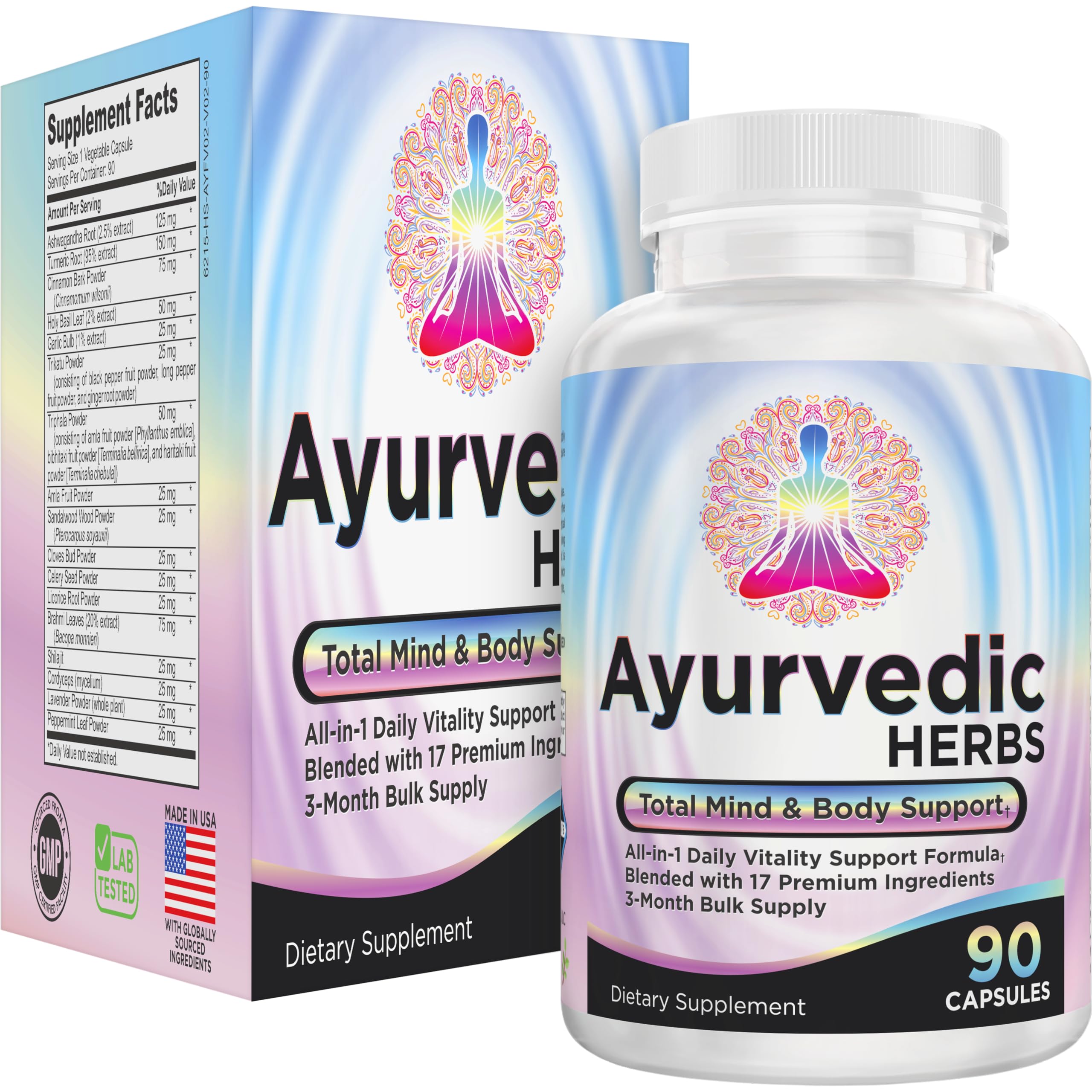 support use Ayurvedic Herbs Supplement bottle front view