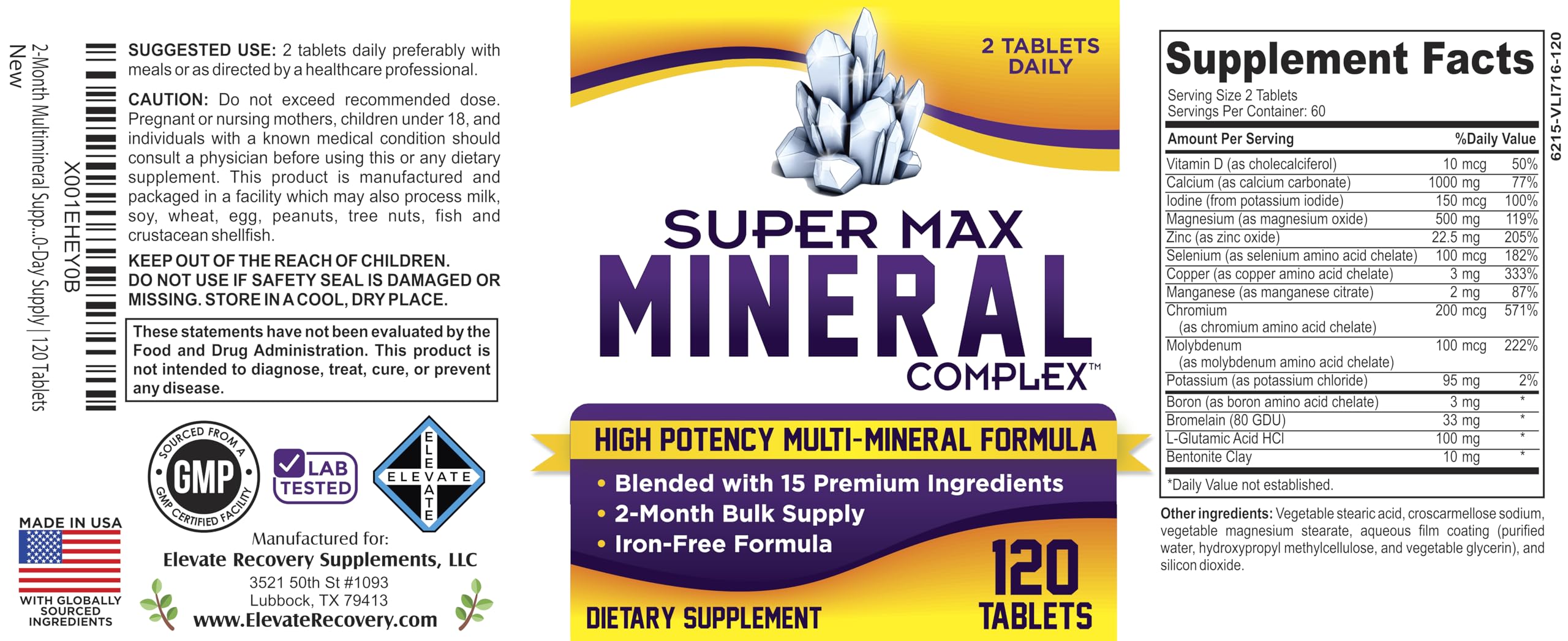 support use Multimineral Complex label details