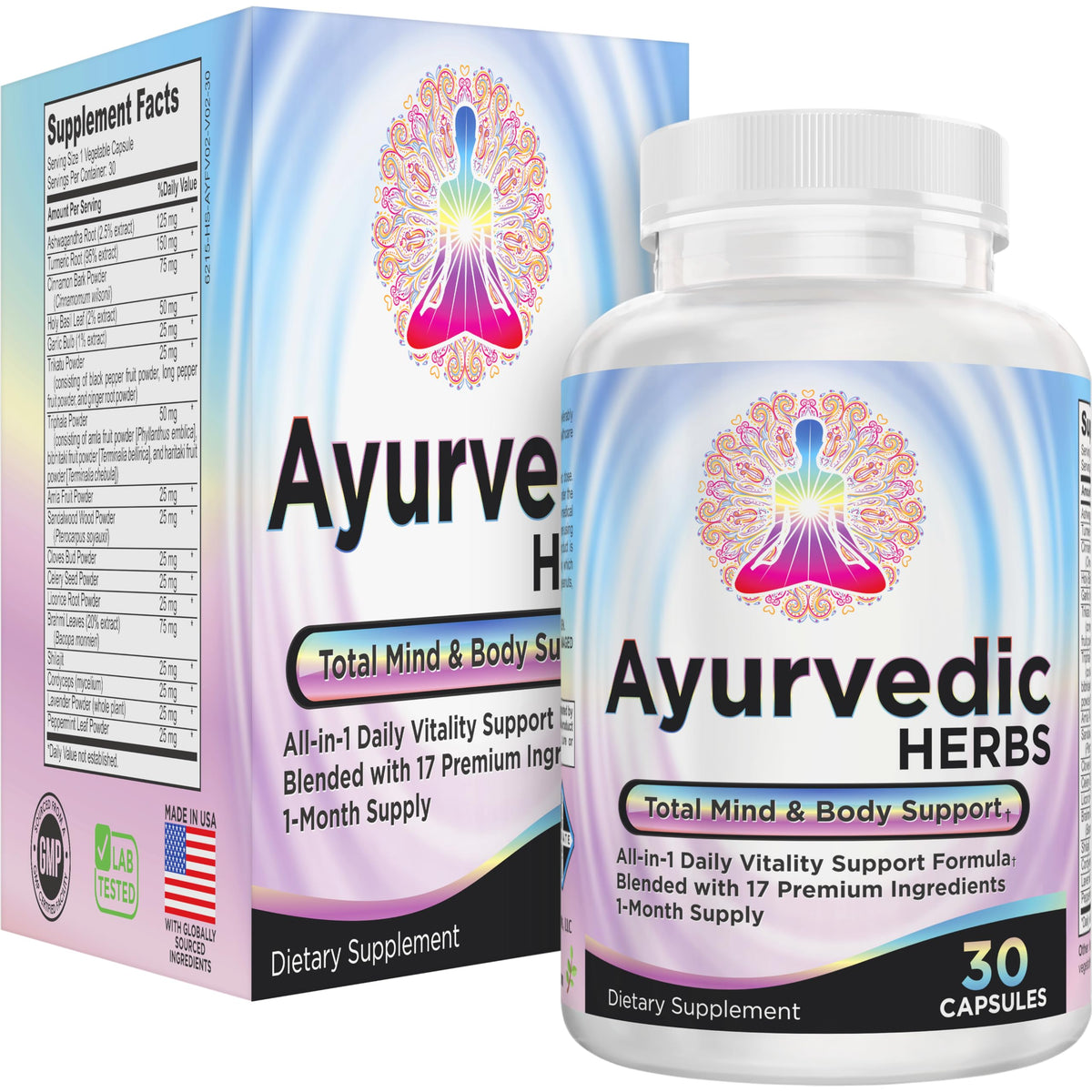 support use Supplements Ayurvedic Herbs Capsules front view