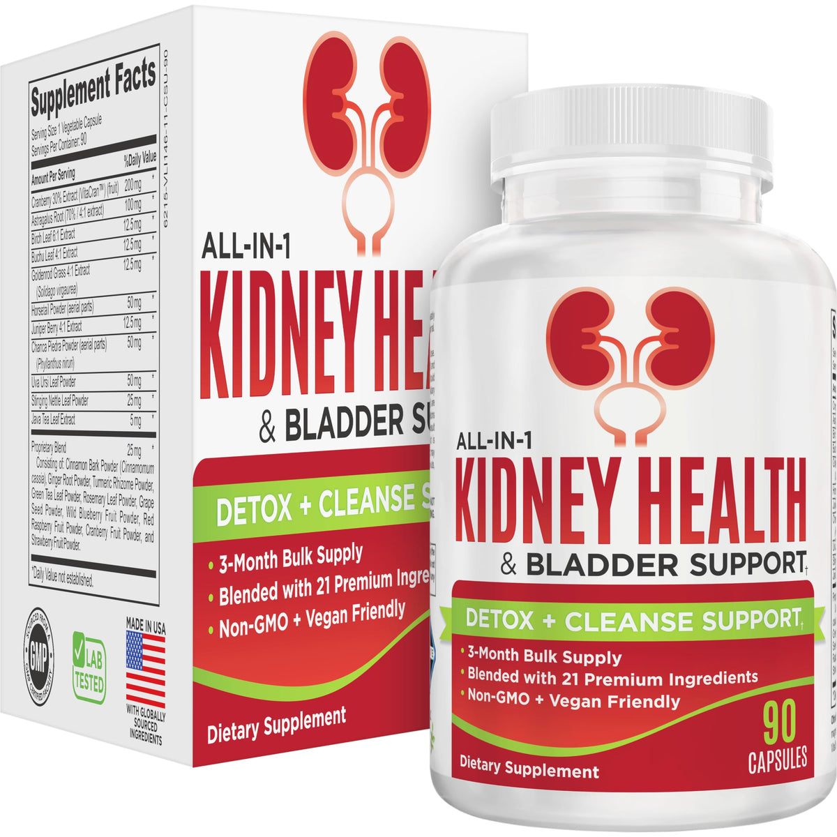 support use Supplements Kidney & Bladder Health Support 90 Capsules front view