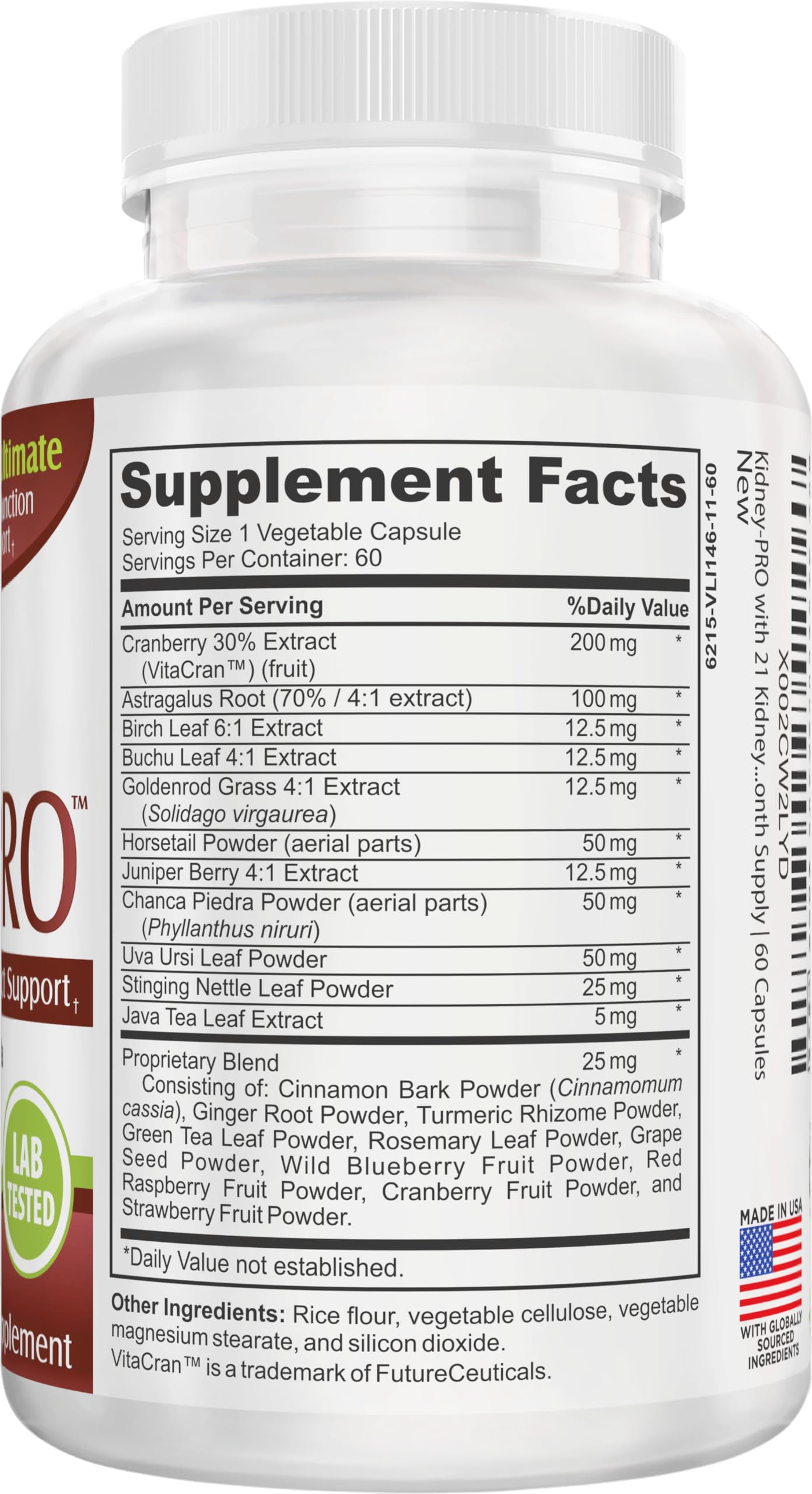 support use Supplements KidneyPRO side view with label