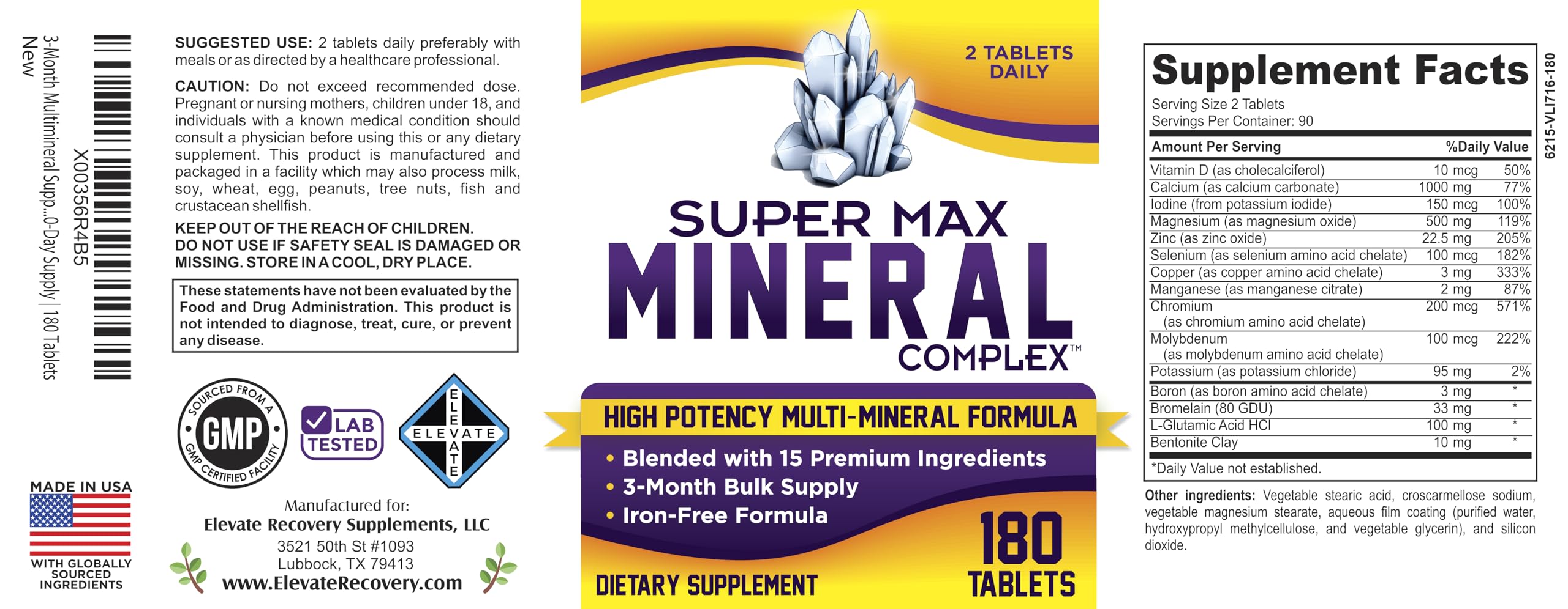 support use Supplements Multimineral Complex nutritional information