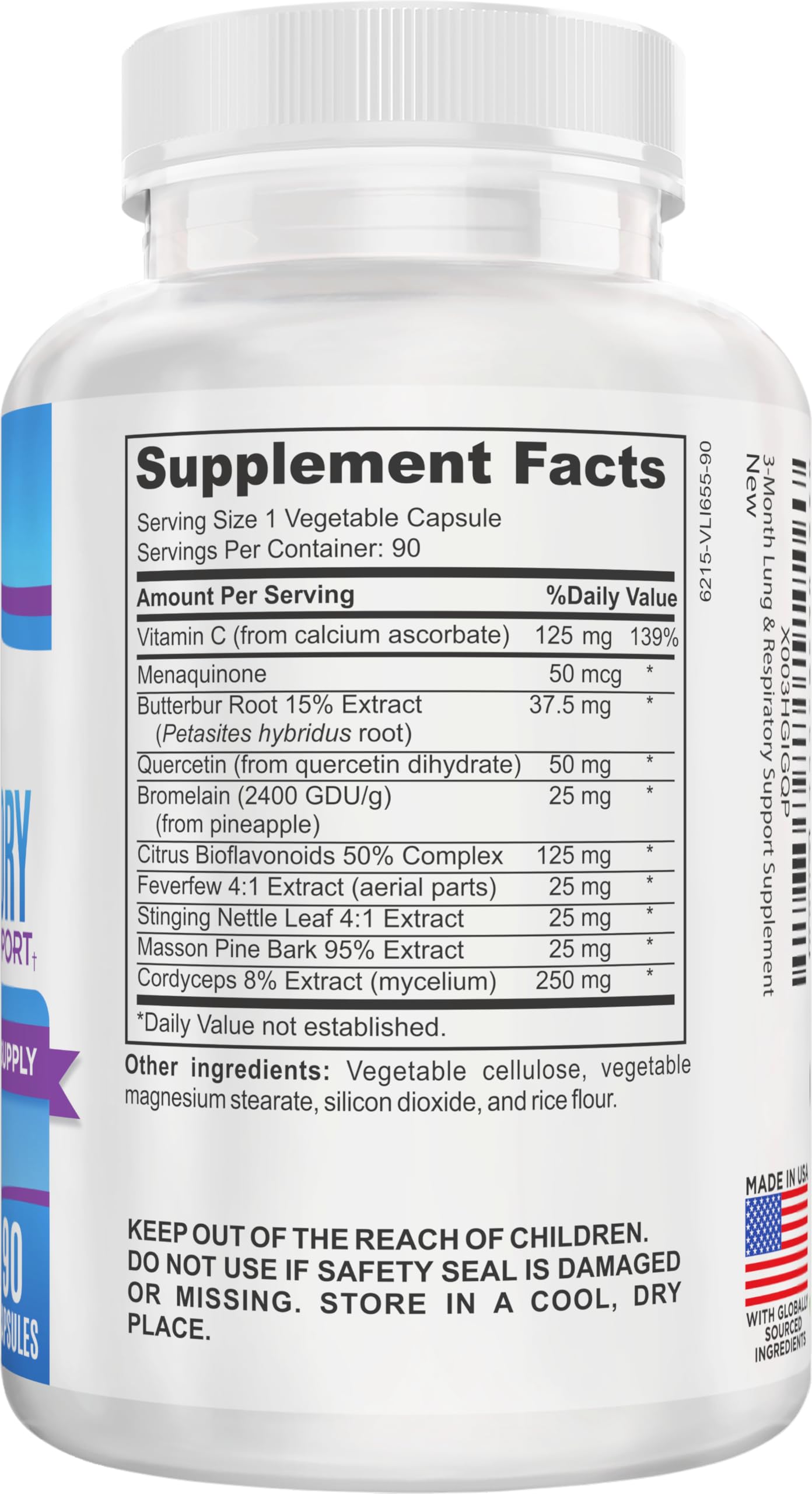 support use Supplements SuperMax Lung Support bottle back view
