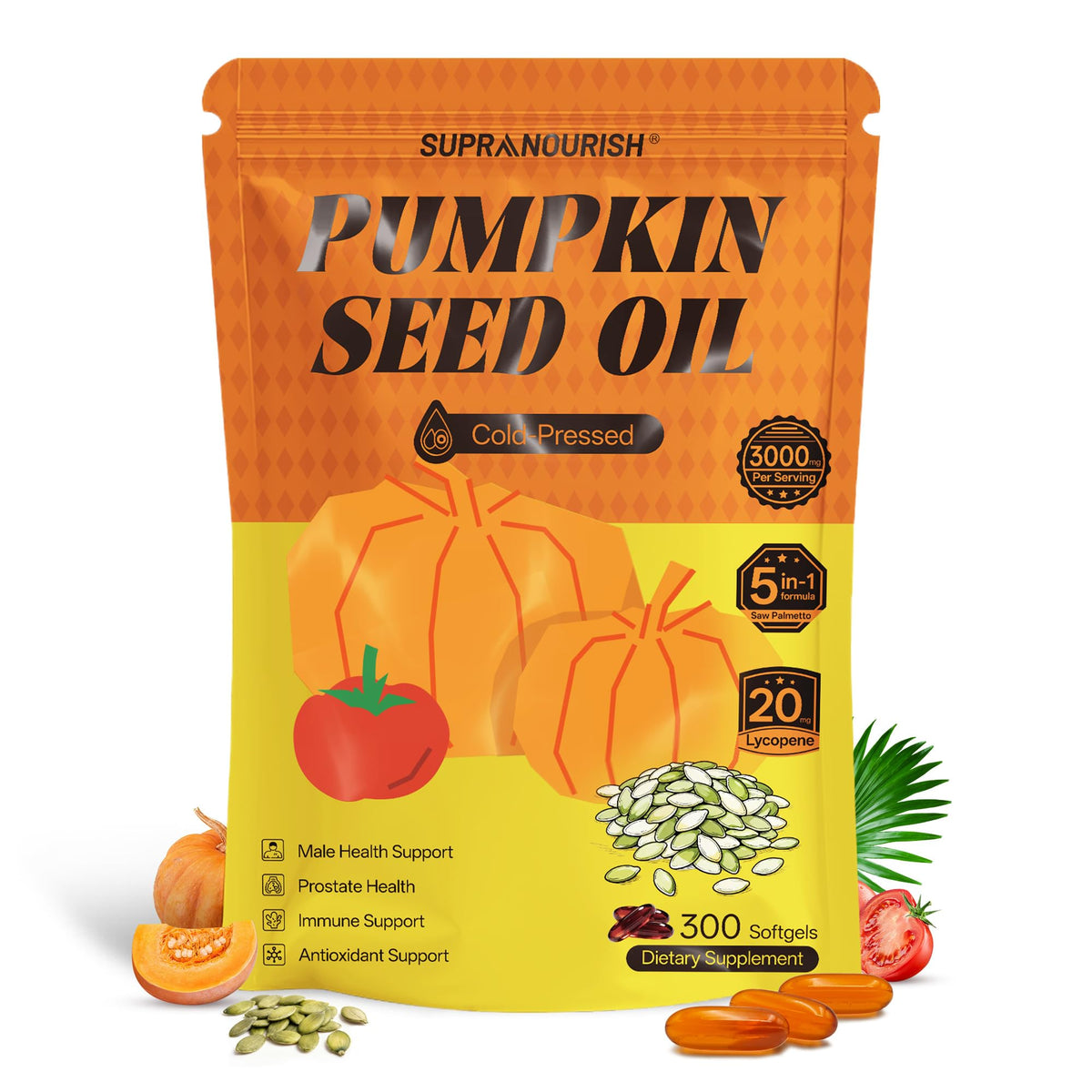 SUPRANOURISH Pumpkin Seed Oil Softgels front view
