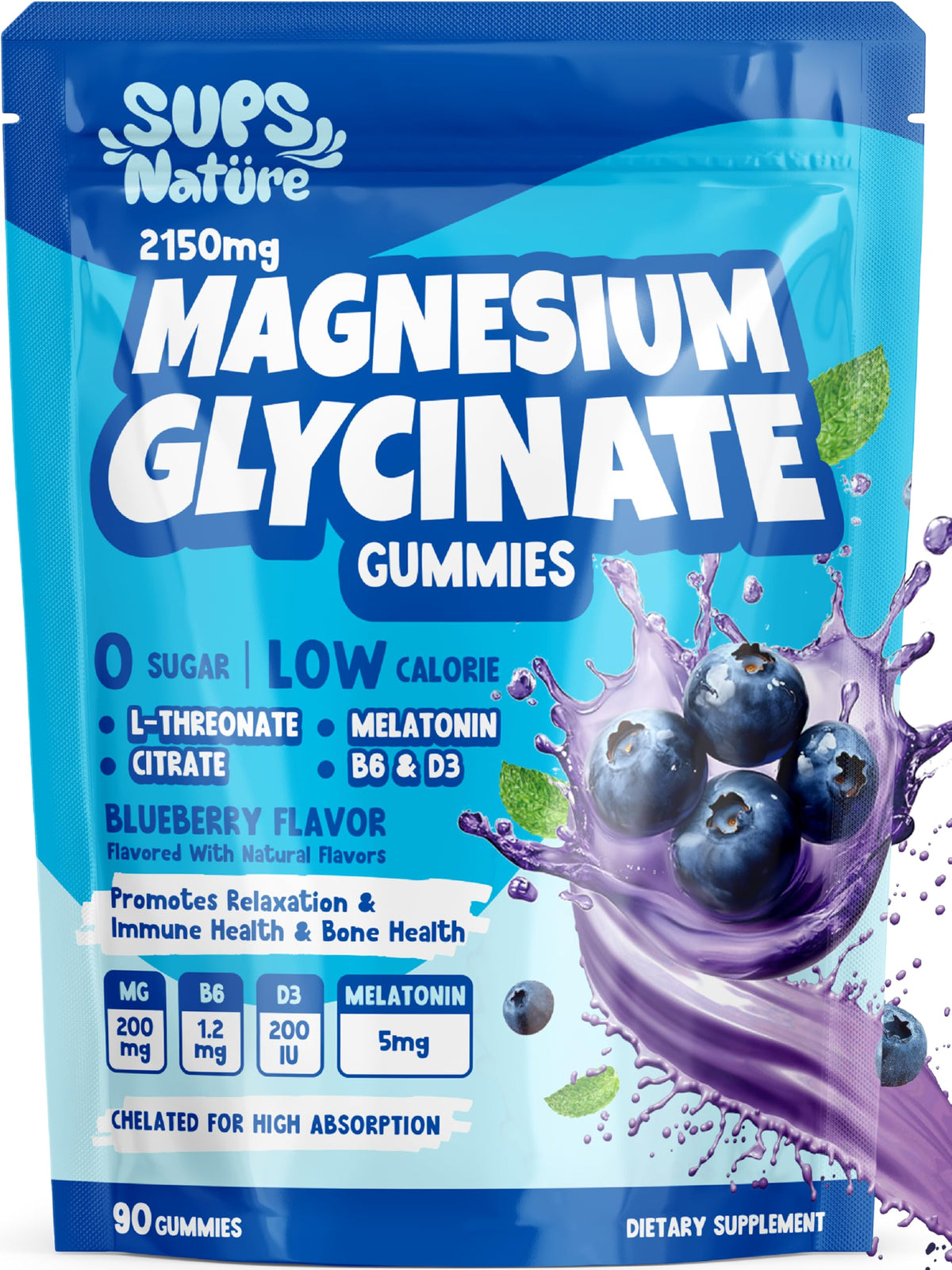 sups nature Magnesium Glycinate Gummies 60 count front view