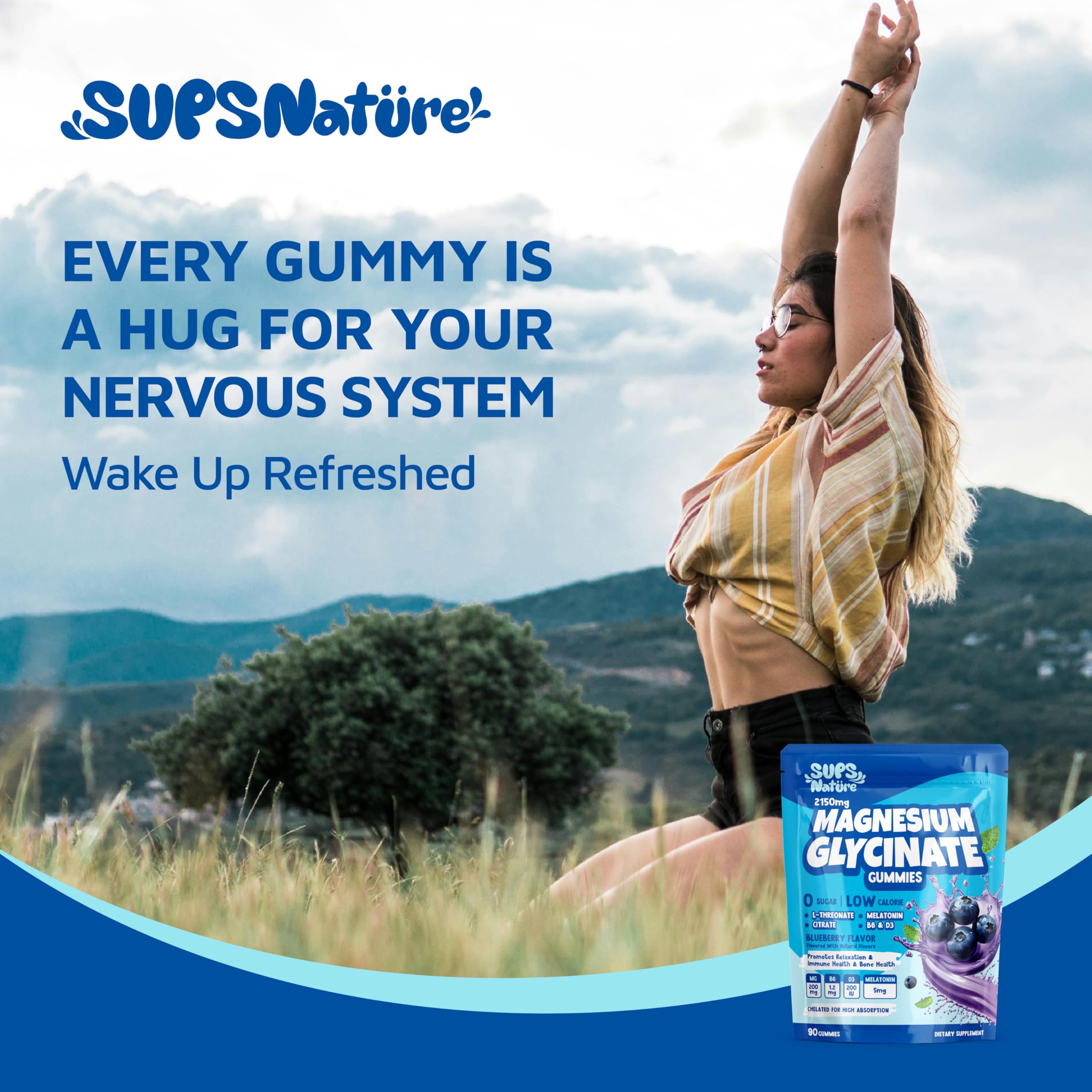 sups nature Magnesium Glycinate Gummies with fresh blueberries