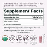 Sur Nutrition Beet Root Capsules label details