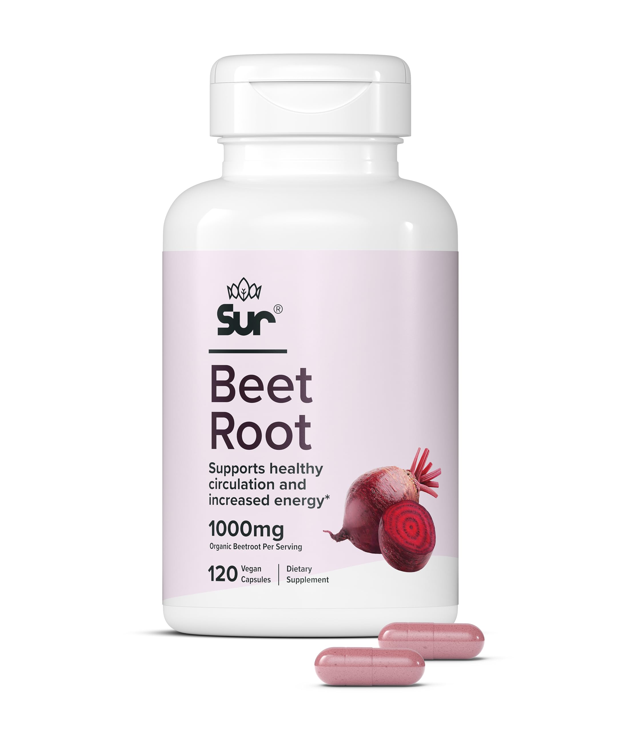 Sur Organic Beet Root Powder Capsules front view