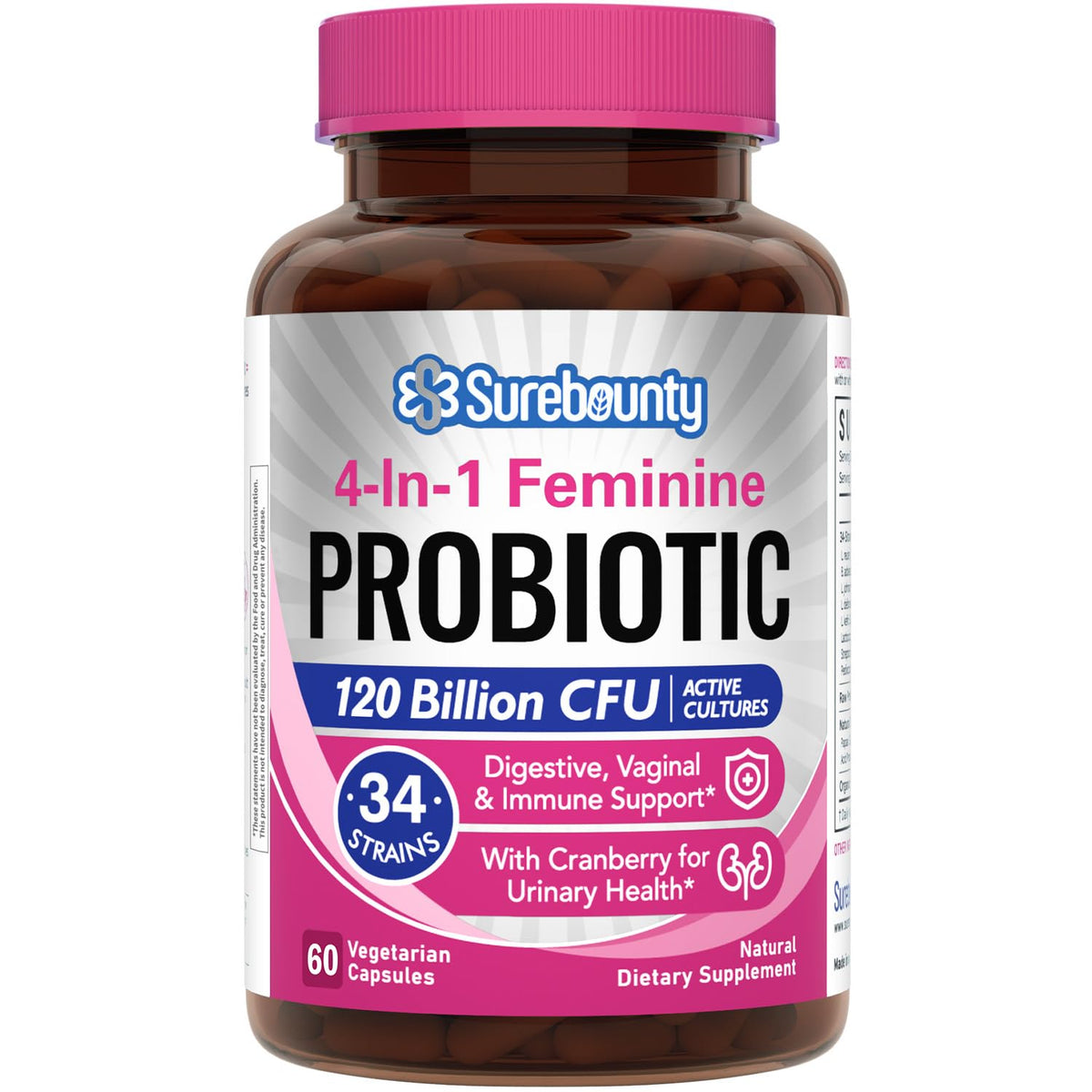 Surebounty 4-IN-1 Feminine Probiotic capsule bottle front view