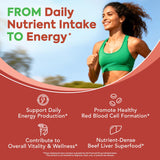 Surebounty Beef Liver Plus Capsules on a wooden table