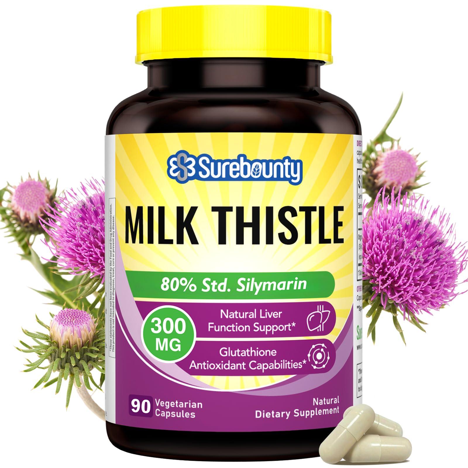 Surebounty Milk Thistle Extract 300mg capsule bottle front view