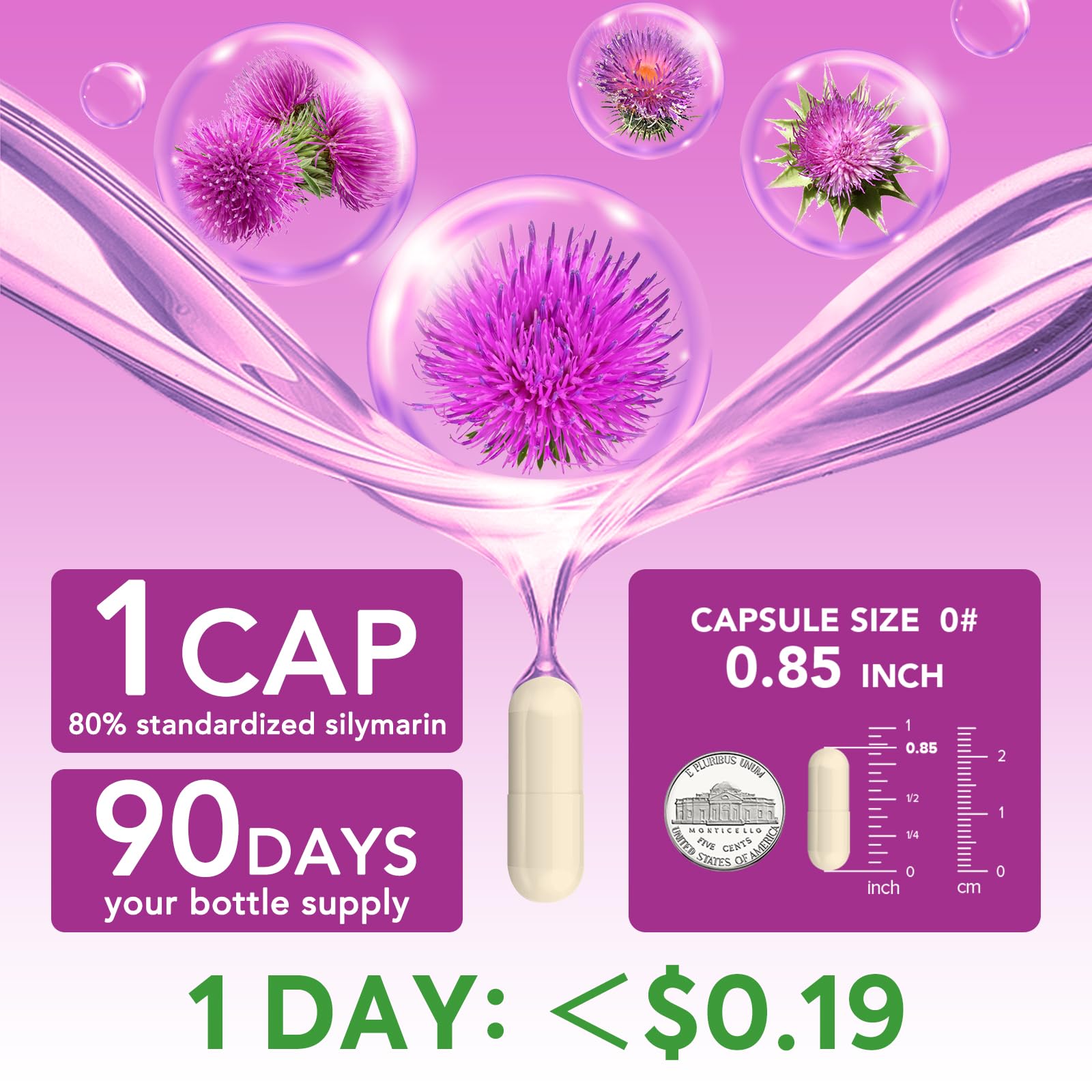 Surebounty Milk Thistle Extract 300mg capsules side view