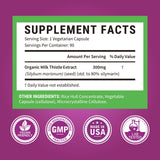 Surebounty Milk Thistle Extract 300mg capsules with organic label