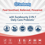 Surebounty Probiotic bottle with packaging dimensions