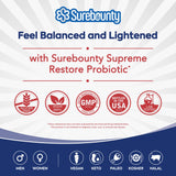 Surebounty Probiotic Capsules displayed with fresh fruits
