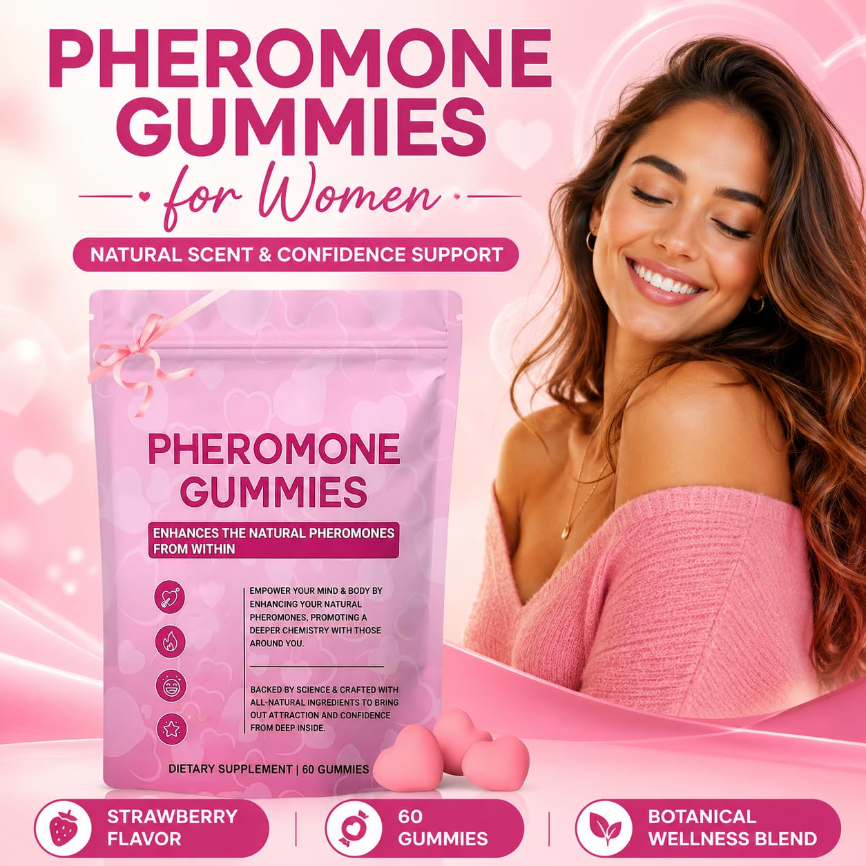 SUUDUUL Pheromone Gummies strawberry flavour close-up