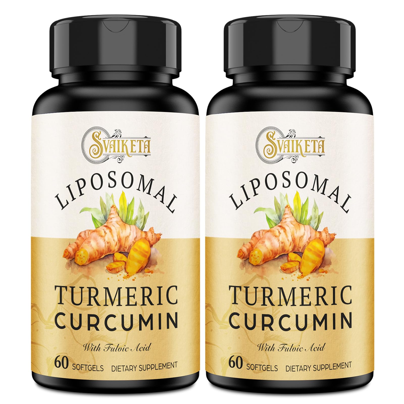 Svaiketa Turmeric Curcumin Supplement 60 soft gel capsules front view